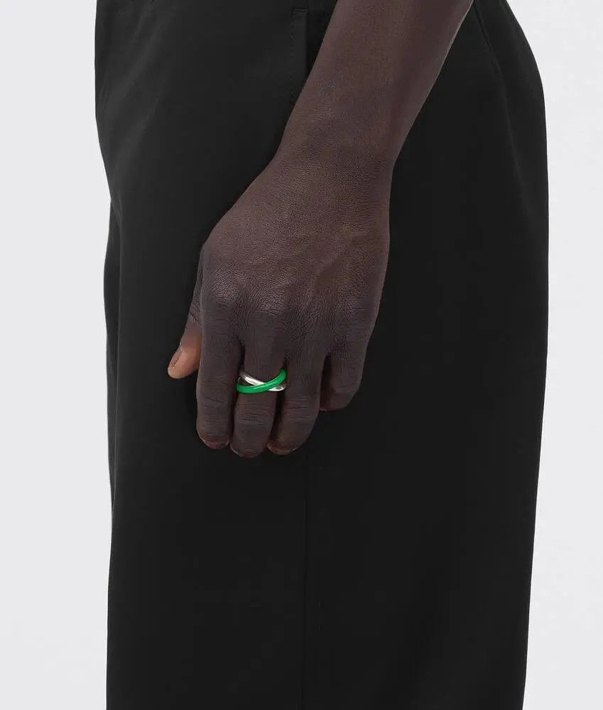 Bottega Veneta o1n1vont0425 Size: 11 / Essentials Ring in Silver/Green Size ONE SIZE - 5 Thumbnail