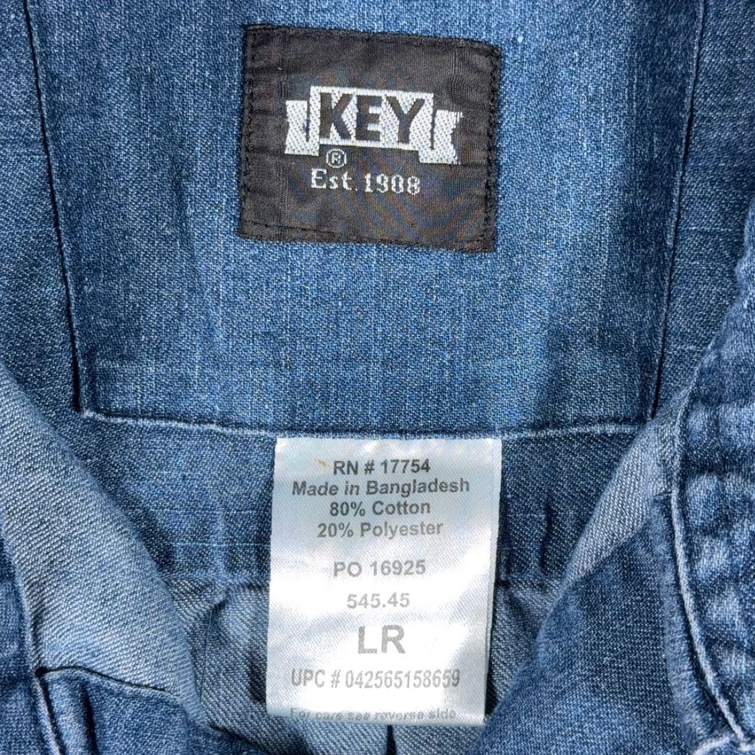 Vintage VINTAGE Key Shirt Adult LARGE Blue Chambray Workwear Outdoor Denim Style Y2K Shirt Mens Size US L / EU 52-54 / 3 - 5 Thumbnail