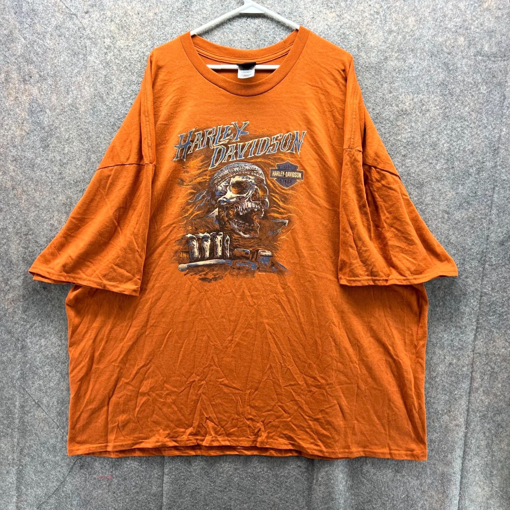 Harley Davidson Harley-Davidson Shirt Men 5XL Orange T-Shirt Pirate Skull Motorcycle NEW Casual Short Sleeve Crew Neck Logo Pockets Size US XXL / EU 58 / 5 - 2 Thumbnail