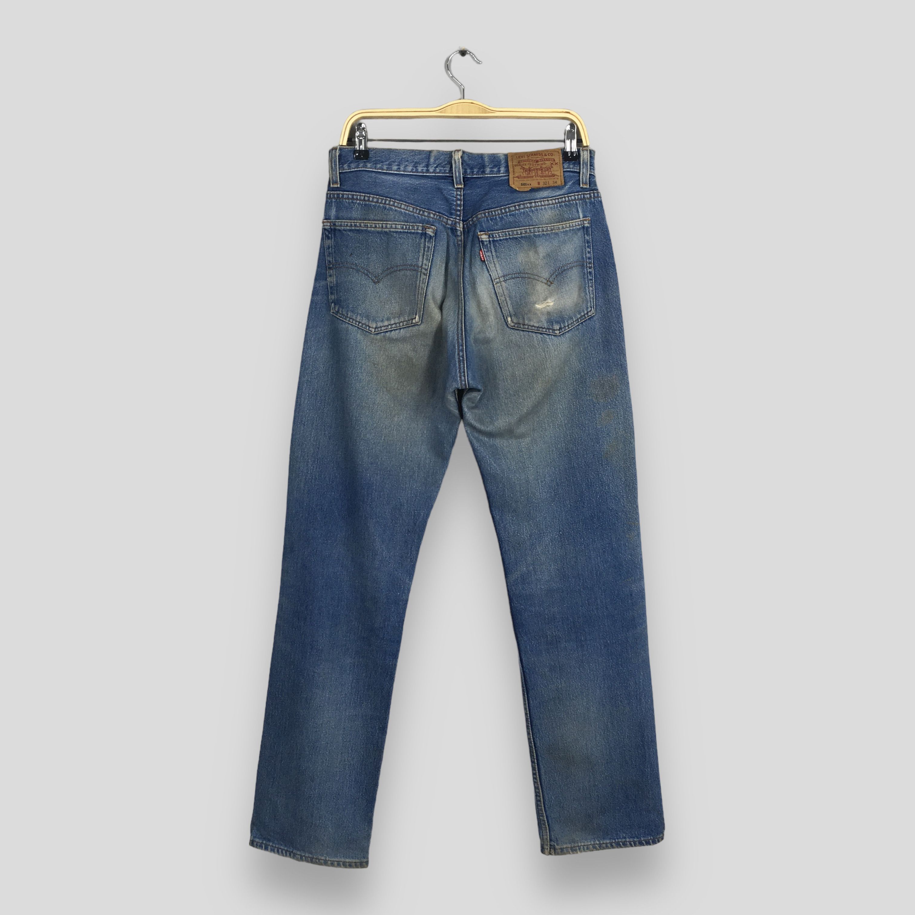 Levi's Size 31x30.5 Vintage 90s Levi's 501 Faded Blue Jeans S19 Size US 31 - 8 Thumbnail