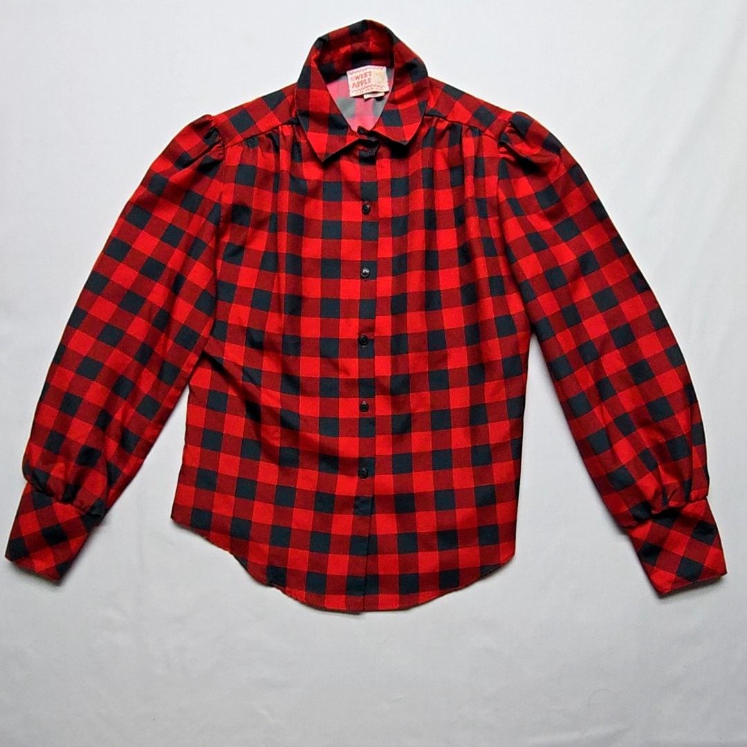 Vintage Vintage Sweet Apple Plaid Blouse Red Green Checkered Size 7 Size M / US 6-8 / IT 42-44 - 1 Thumbnail