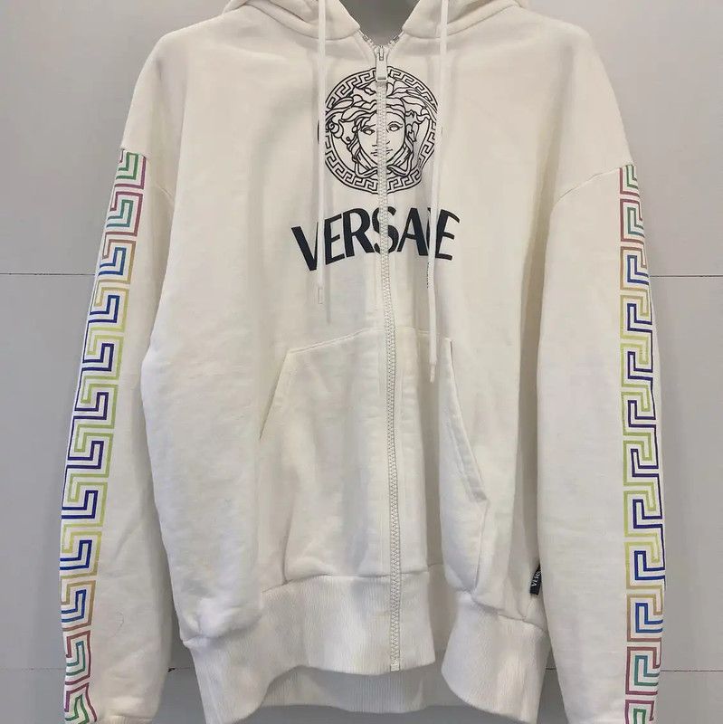 Versace Versace White Cotton Women's Hoodie 0089 Size L / US 10 / IT 46 - 1 Thumbnail