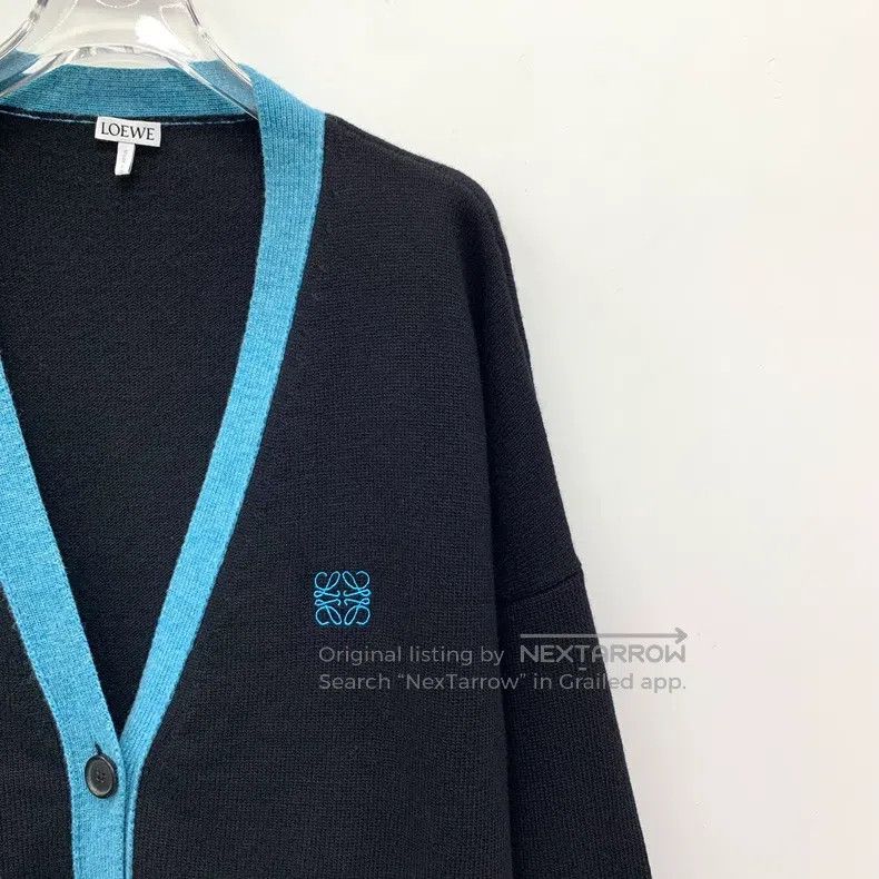Loewe Loewe Black Logo Embroidered Wool V-neck Single Breasted L Size L / US 10 / IT 46 - 3 Thumbnail