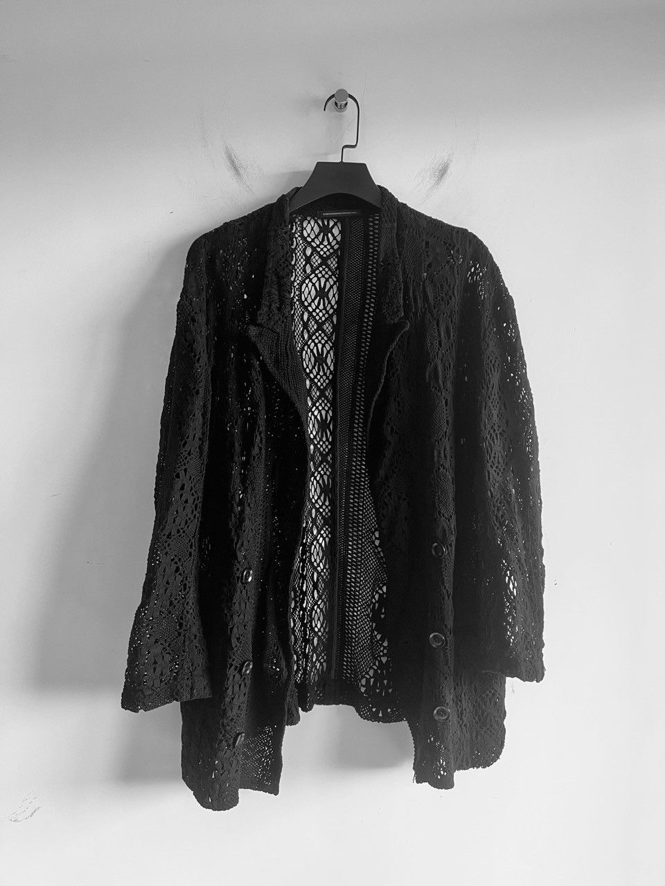 Yohji Yamamoto Y's Yohji Yamamoto - PATCHED TORCHON LACE PEAK LAPEL JACKET Size US S / EU 44-46 / 1 - 2 Thumbnail