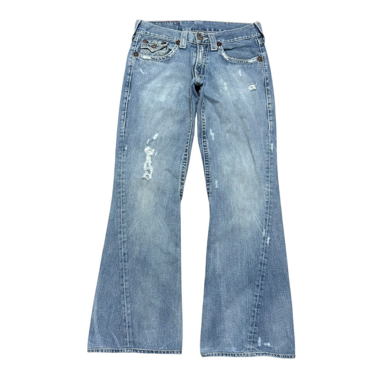 True Religion True Religion Joey Big T Distressed Denim Flare Jeans Size US 31 - 2 Thumbnail