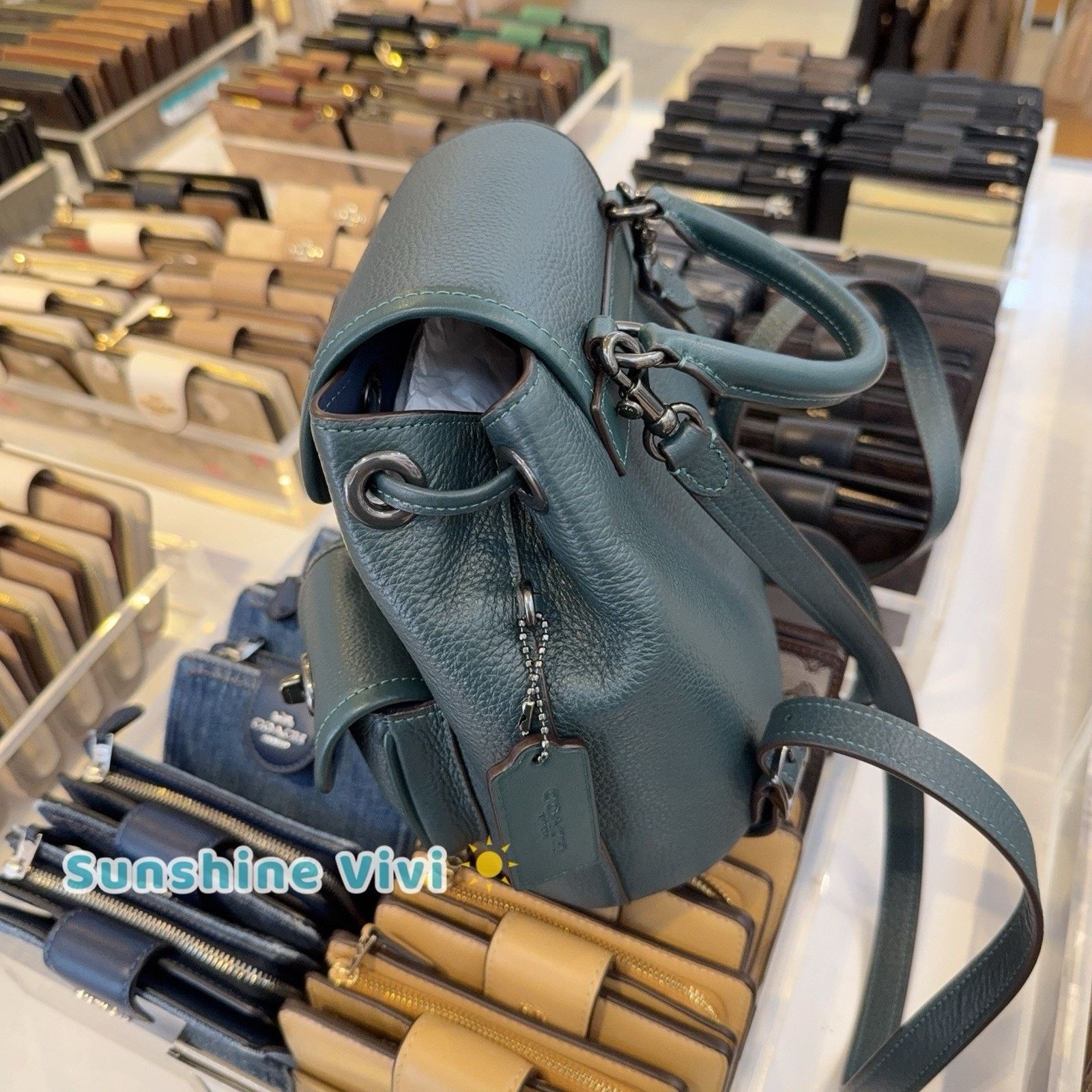 Coach NWT Coach Hadley Backpack CBH09 Leather Dark teal/black Size ONE SIZE - 4 Thumbnail