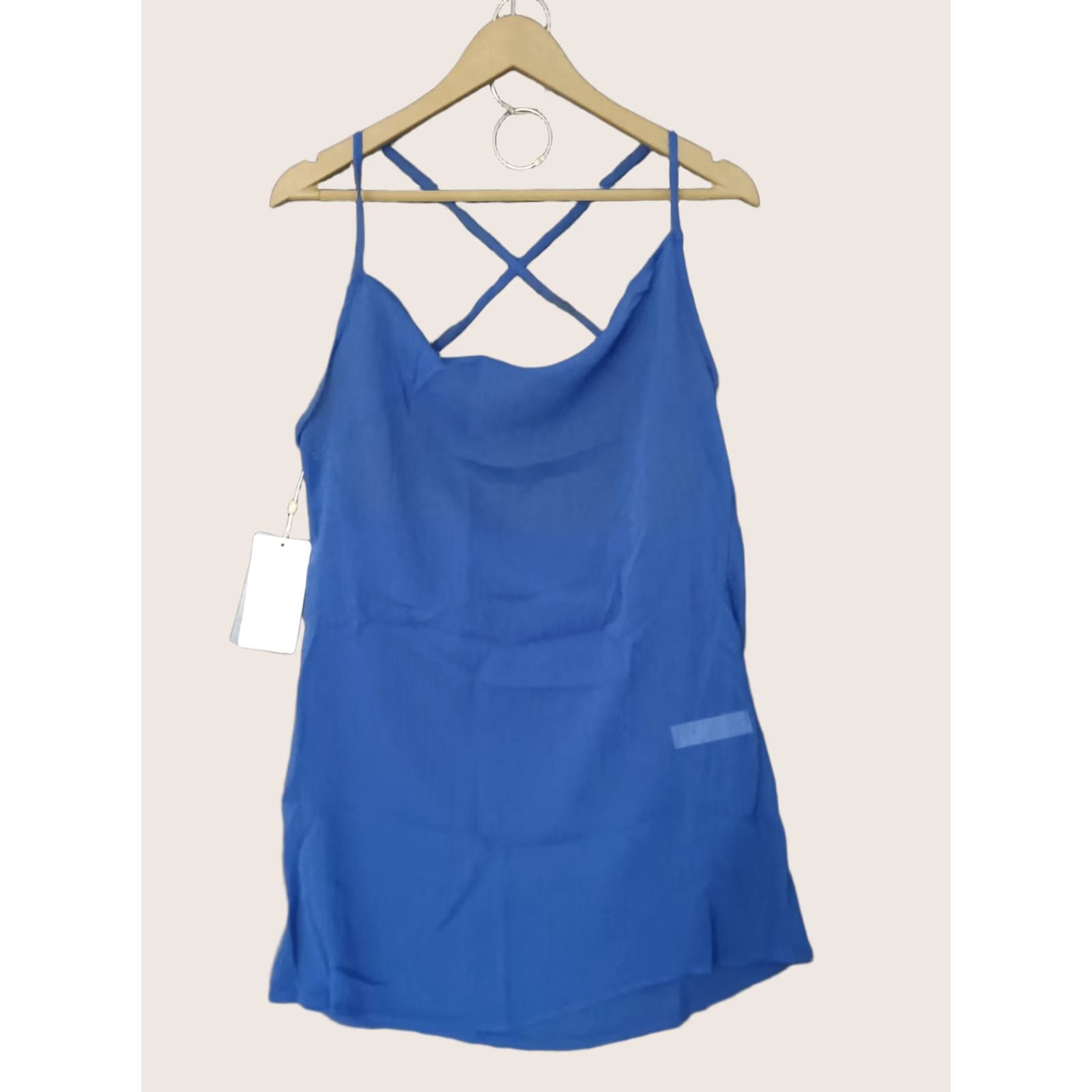 Swims Toluca Swim Blue Mini Cowl Neck Sheer Dress Dress Sleeveless Knee Length M Women Beach Solid Pattern Casual Size M / US 6-8 / IT 42-44 - 1 Thumbnail