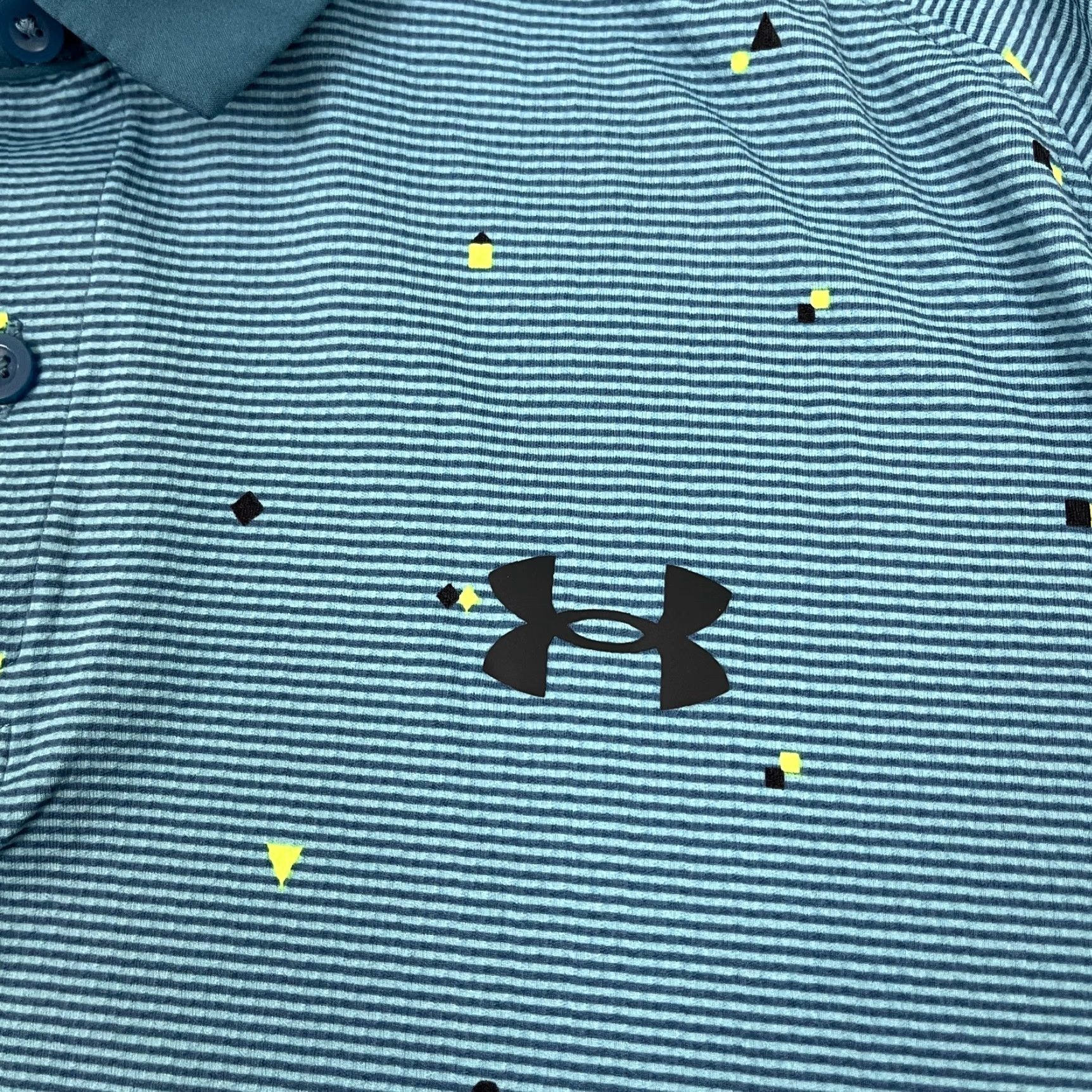 Under Armour Under Armour Shirt Mens XL Blue Geometric Stripe Polo Golf Performance Size US XL / EU 56 / 4 - 2 Thumbnail