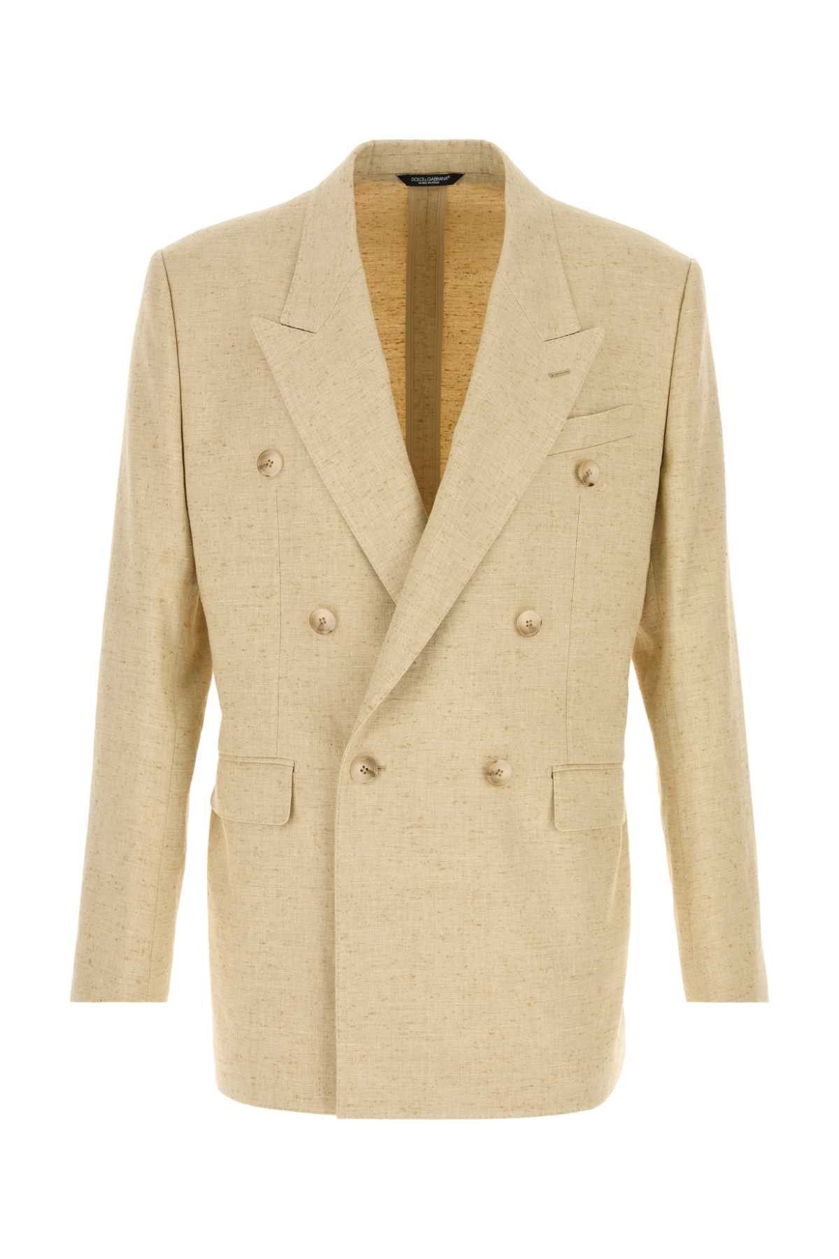Dolce & Gabbana Sand Tweed Blazer Size US M / EU 48-50 / 2 - 1 Thumbnail