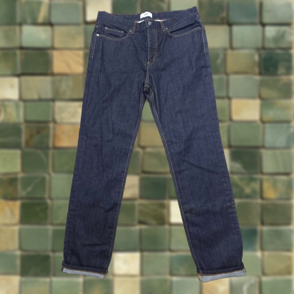 Denime SPoke London Jeans Men Jeans 37x33 Dark Blue Regular Straight Denim Stretch 90s London Theme Mens Size US 37 - 1 Thumbnail