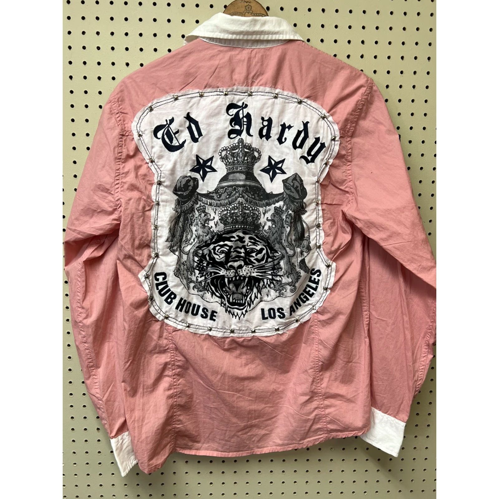 Ed Hardy VINTAGE Ed Hardy Button-Down Shirt LA Club House LA Embroidered Long Sleeve Pink L Mens Button-Up Regular Collar-Down Tattoo Style Size US L / EU 52-54 / 3 - 2 Thumbnail