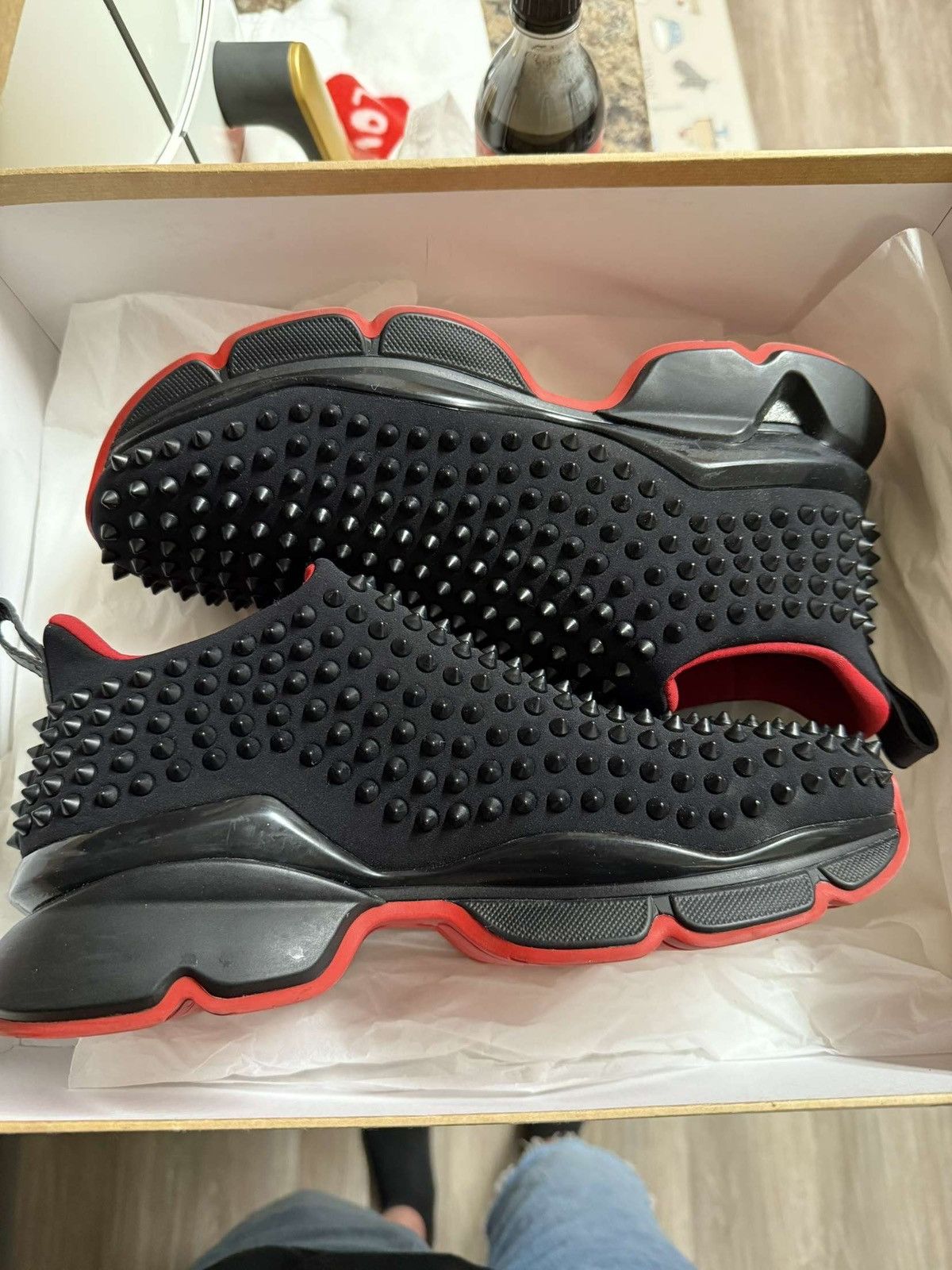 Christian Louboutin *BARELY WORN* Christian Louboutin Red-Bottom Spike-Sock 30 Size US 8 / EU 41 - 3 Thumbnail