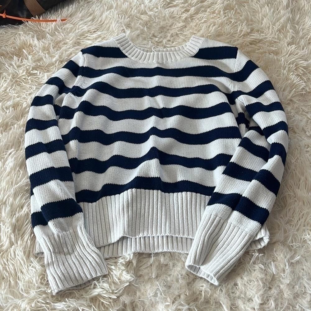 Designer Tyler Boe 23220 Navy and White Striped Sweater Size XS / US 0-2 / IT 36-38 - 3 Thumbnail