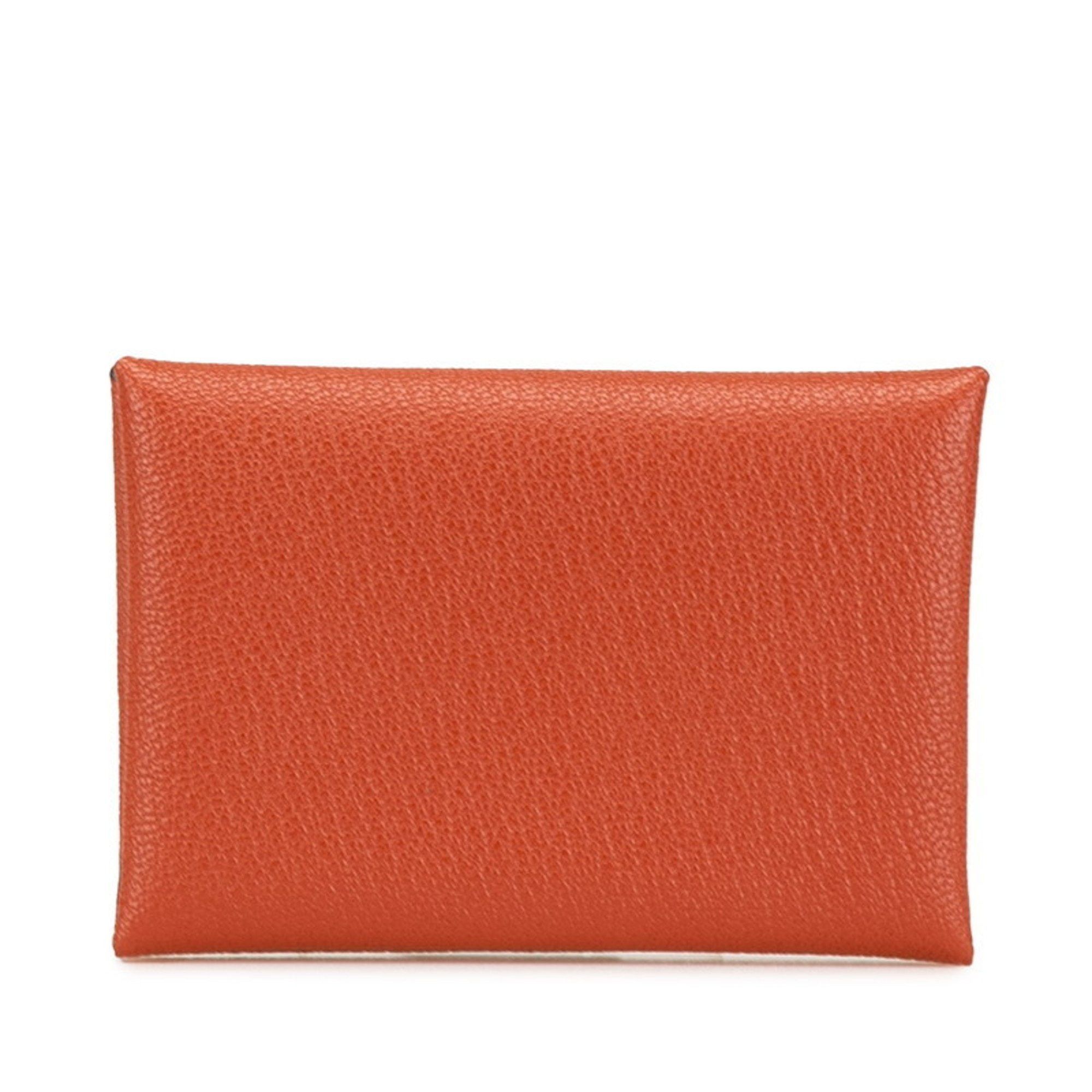 Hermes Hermes Calvi Duo Coin Case Card Brown Chevre Women's HERMES Size ONE SIZE - 1 Thumbnail