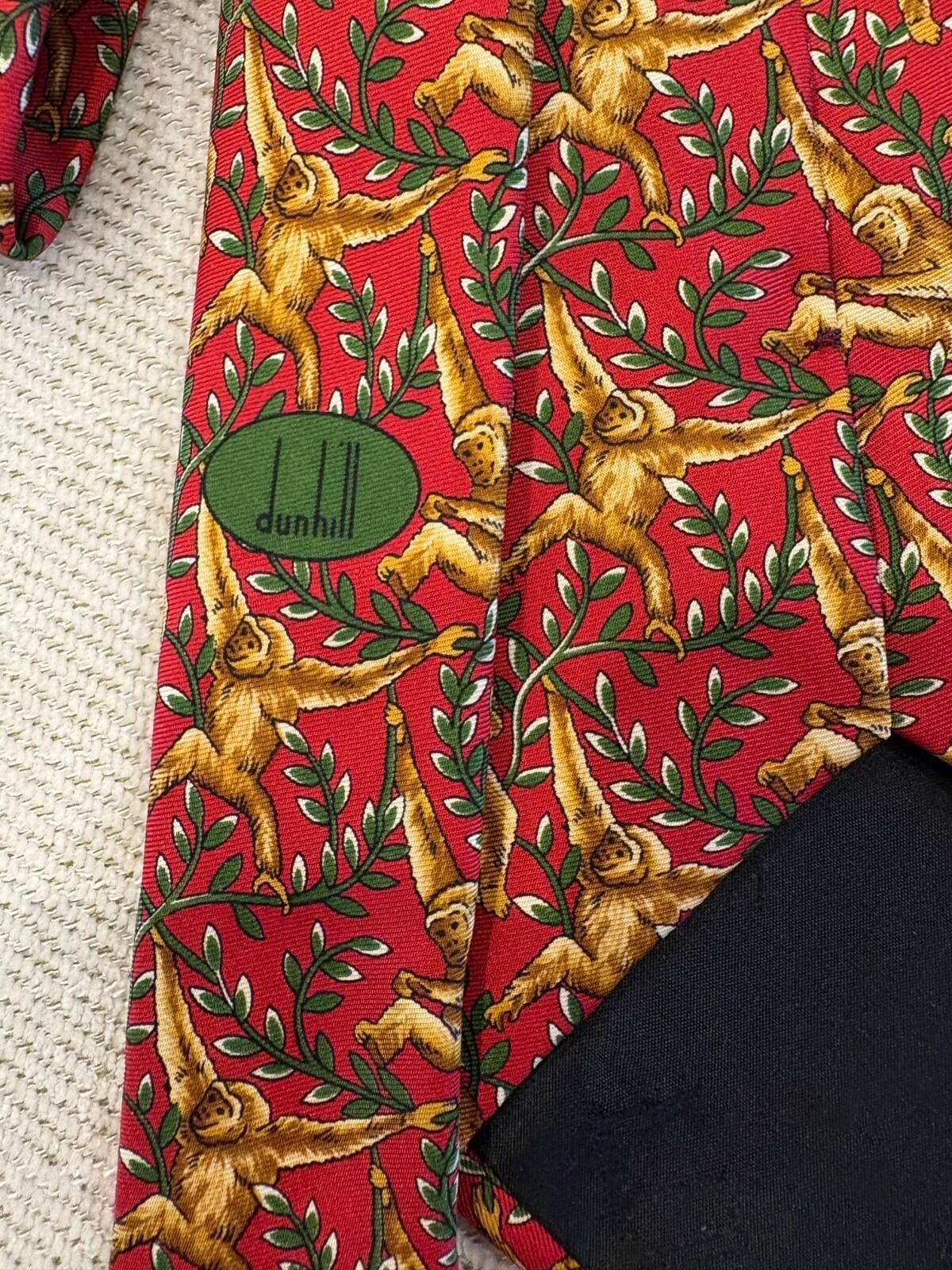 Alfred Dunhill Dunhill London Silk Tie Red Monkey Animal Print Italy Size ONE SIZE - 3 Thumbnail