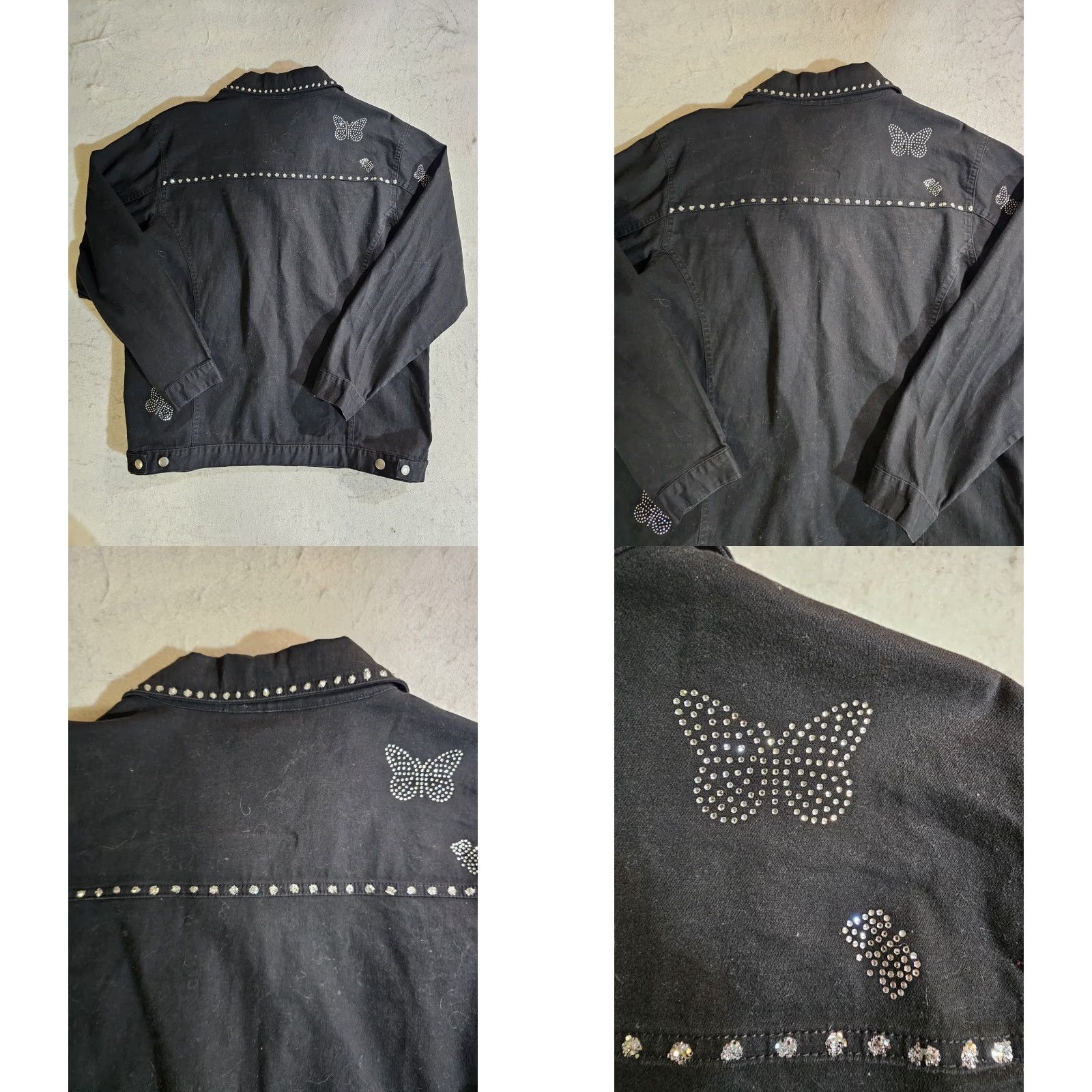 Quacker Factory VINTAGE The Quacker Factory Black Denim Jacket Rhinestone Butterflies Women's Size Large Jacket Size L / US 10 / IT 46 - 8 Thumbnail