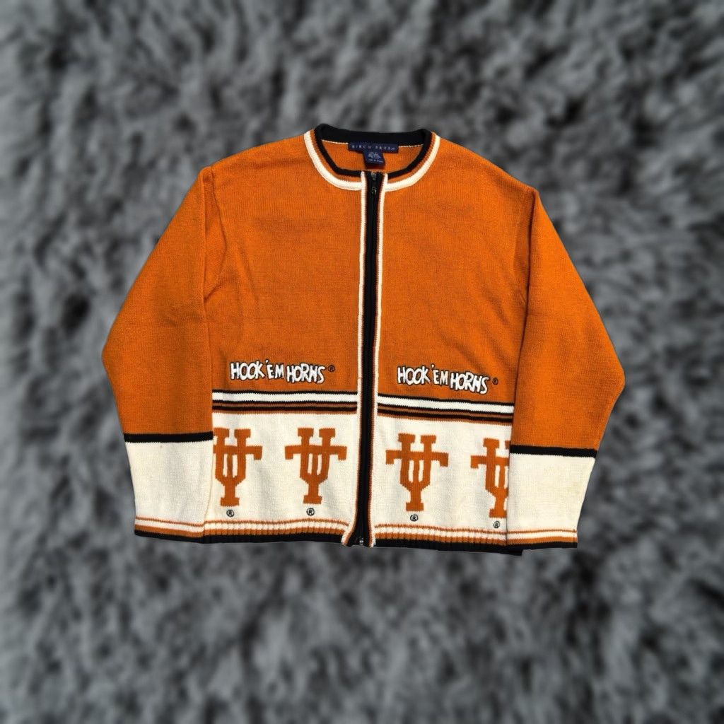 Vintage VINTAGE Birch Bros Texas Longhorns Hook Em 80s Full Zip Cardigan Sweater M Size M / US 6-8 / IT 42-44 - 1 Thumbnail