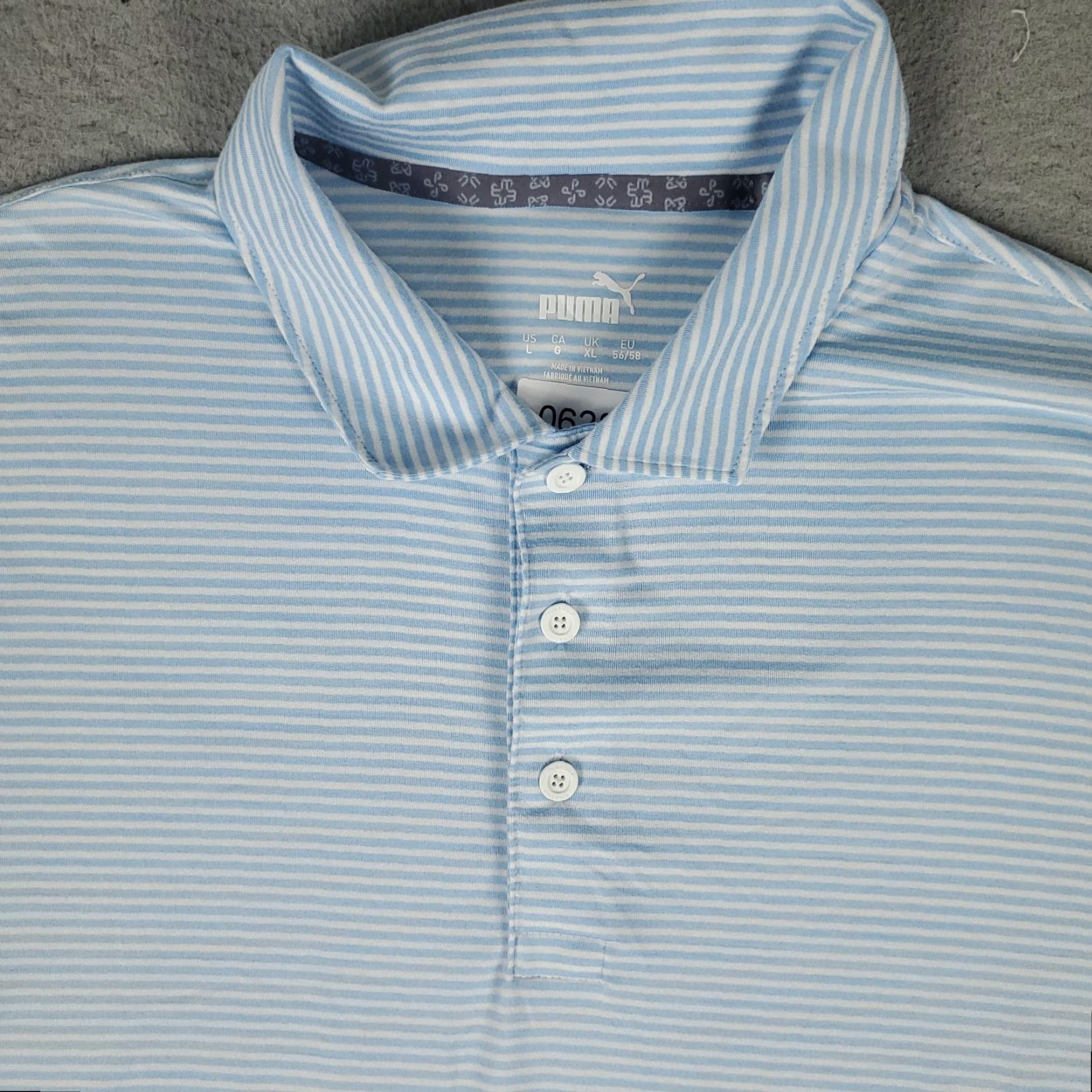 Puma PUMA Polo Shirt Mens Large Blue Striped Golf Casual Short Sleeve Adult Shirt Size US L / EU 52-54 / 3 - 2 Thumbnail