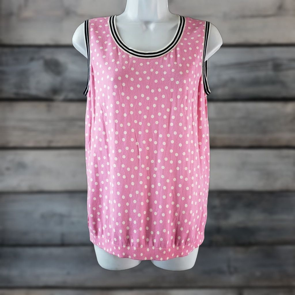 Talbots Talbots Womens Knit Tank Top X Pink Polka Dot Cotton Blend Scoop Neck Tank Shirt Womens XS? Size XL / US 12-14 / IT 48-50 - 1 Thumbnail
