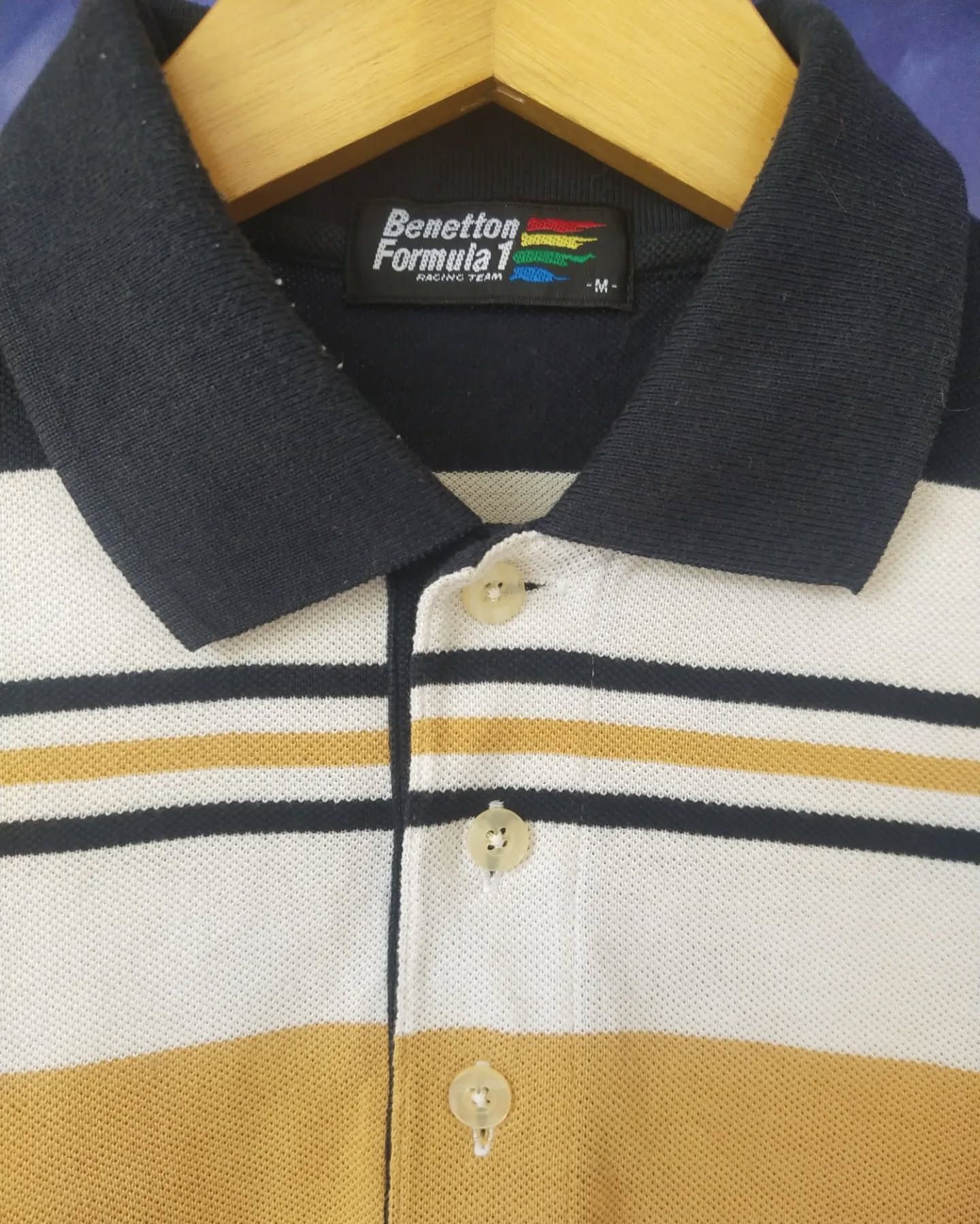 Benetton Vintage Benetton Formula 1 Three Tone Stripes Polo Shirt Size US M / EU 48-50 / 2 - 2 Thumbnail