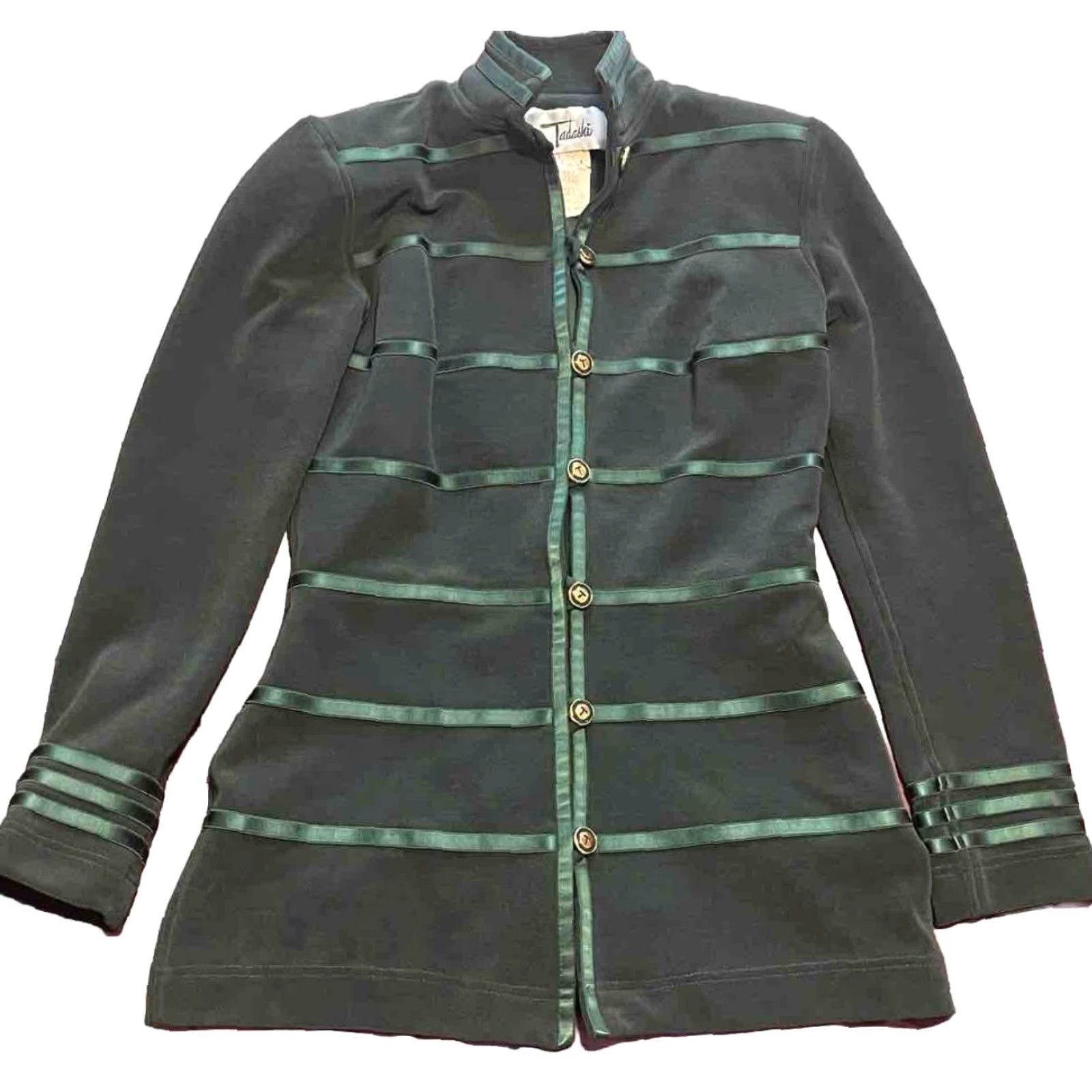 Tadashi Shoji VINTAGE Tadashi Shoji Jacket Womens Small Green Military USA Size S / US 4 / IT 40 - 2 Thumbnail