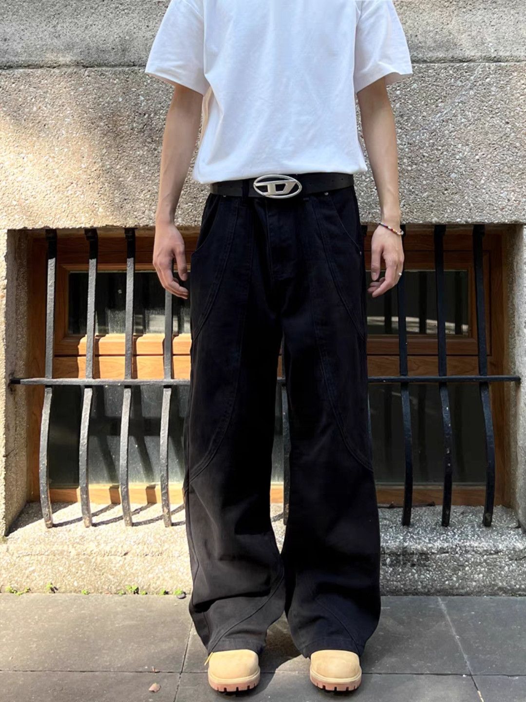 Jean × Vintage washed faded loose baggy skate patchwork yuppie jeans Size US 30 / EU 46 - 1 Thumbnail