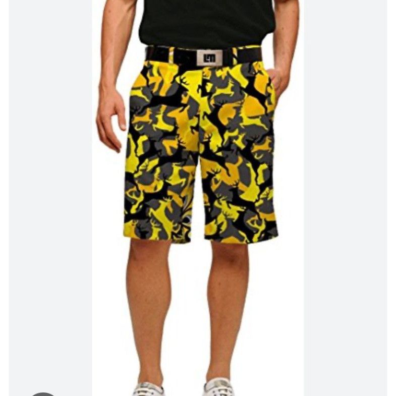 Other Loudmouth Men's Yellow Multi-colored Camo Deer Golf Shorts Size US 32 / EU 48 - 2 Thumbnail