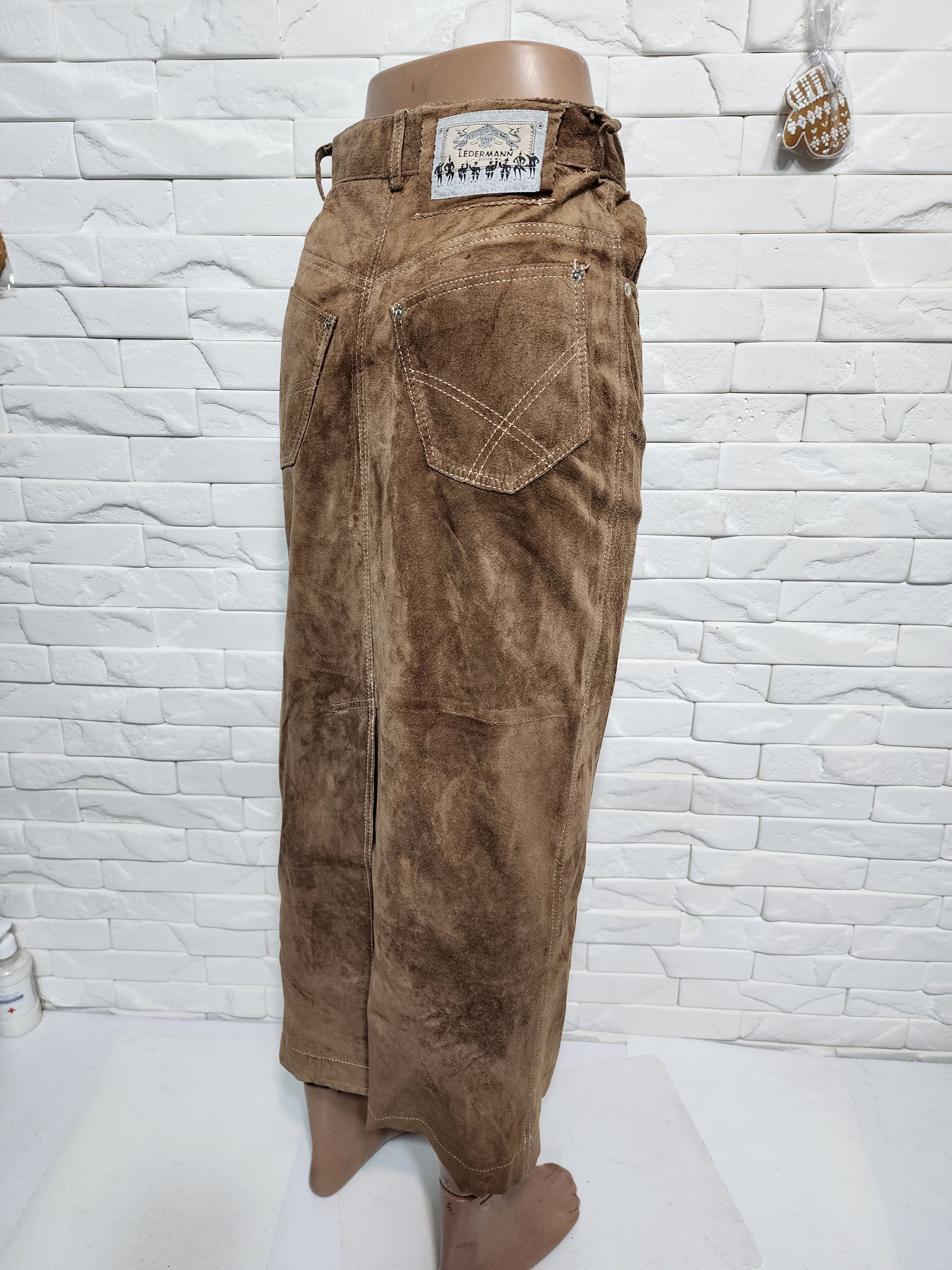 Other Brown Suede Leather Skirt, Metal Buttons Fasteners Size 27" / US 4 / IT 40 - 6 Thumbnail
