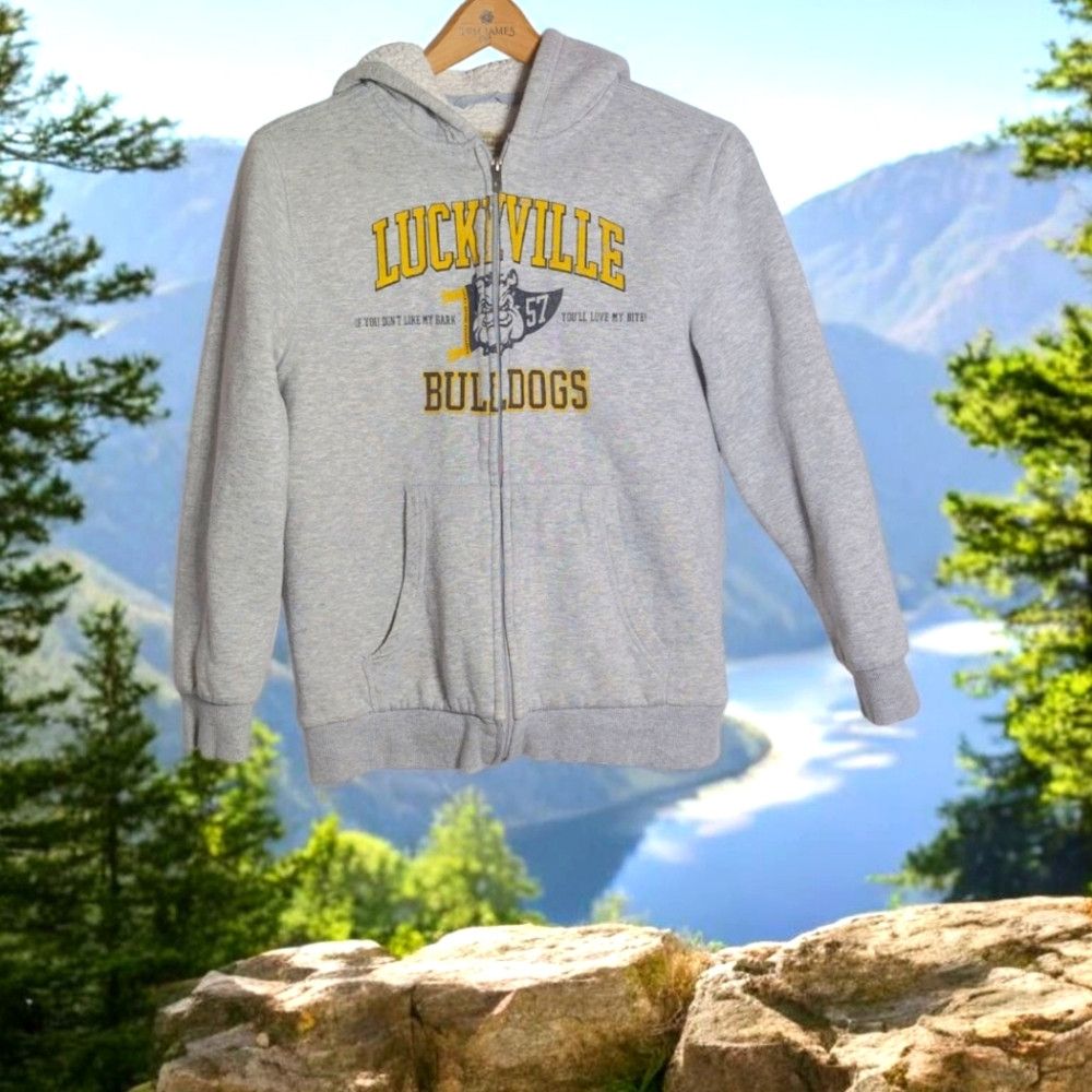 Lucky Brand Lucky Brand Women's Sz L Gray Luckville Bulldogs Hoodie Size L / US 10 / IT 46 - 1 Thumbnail