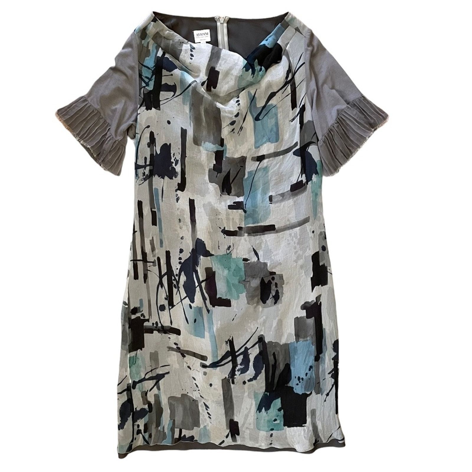 Giorgio Armani Giorgio Armani Collezioni Silk Chiffon Abstract Print Dress Size XL / US 12-14 / IT 48-50 - 1 Thumbnail