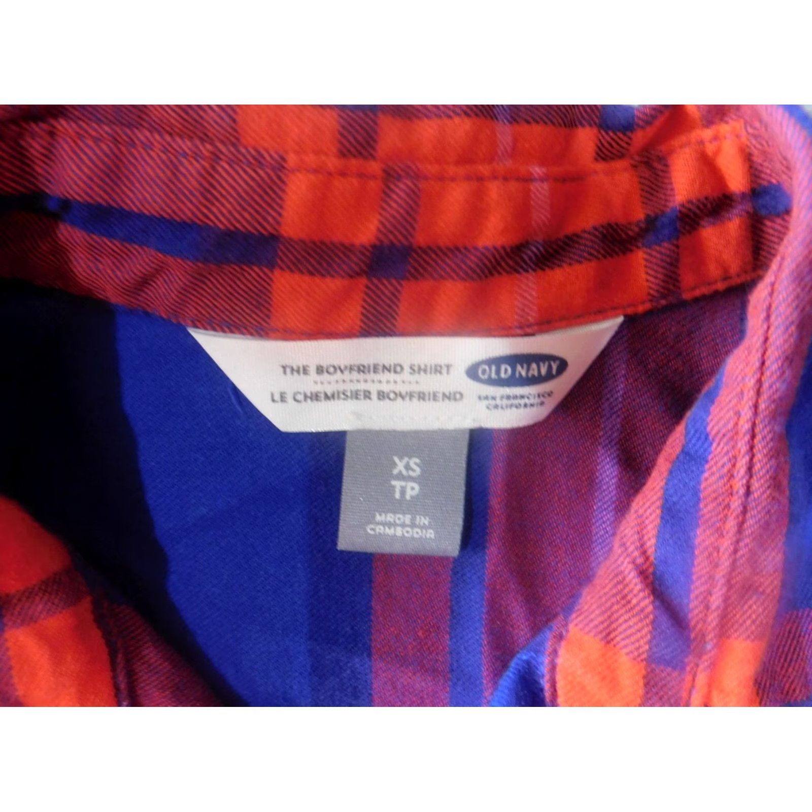 Old Navy Old Navy Womens Blouse XS Red Plaid Button-Up Long Sleeve Collared Cotton Button-Up Shirt - Casual, Regular Fit, Vintage: No Size XS / US 0-2 / IT 36-38 - 5 Thumbnail