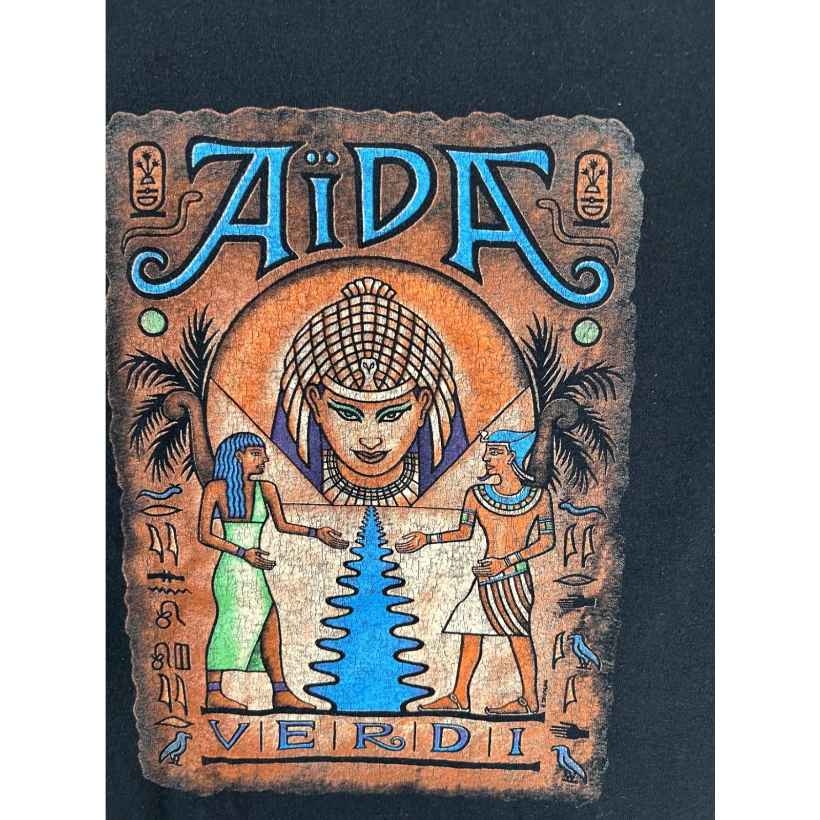 Jerzees VINTAGE Fresno Grand Opera Aida Verdi T-Shirt Mens XL Black Egyptian Graphic Print Crew Neck Short Sleeve | Jerzees Heavyweight Cotton Polyester Size US XL / EU 56 / 4 - 2 Thumbnail