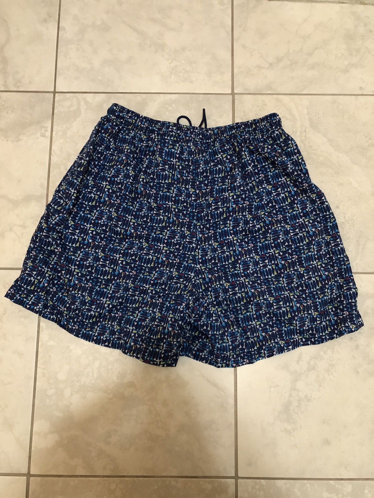 Nike Rare vintage 90s nike abstract geometric art shorts blue Size US 30 / EU 46 - 6 Thumbnail