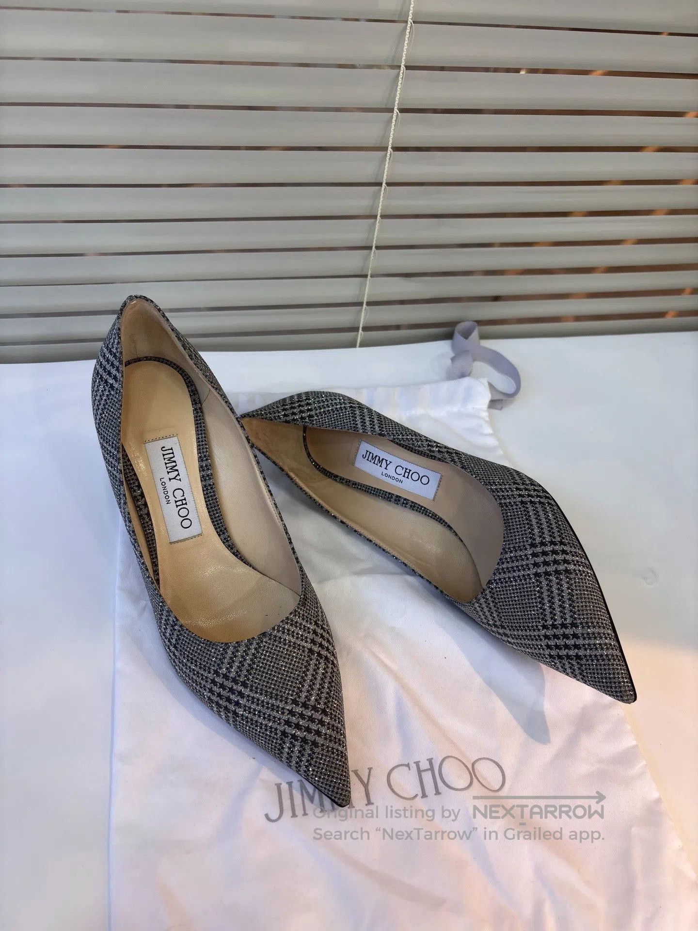 Jimmy Choo Jimmy Choo Silver Sequin Check Heels. Size US 6.5 / IT 36.5 - 7 Thumbnail