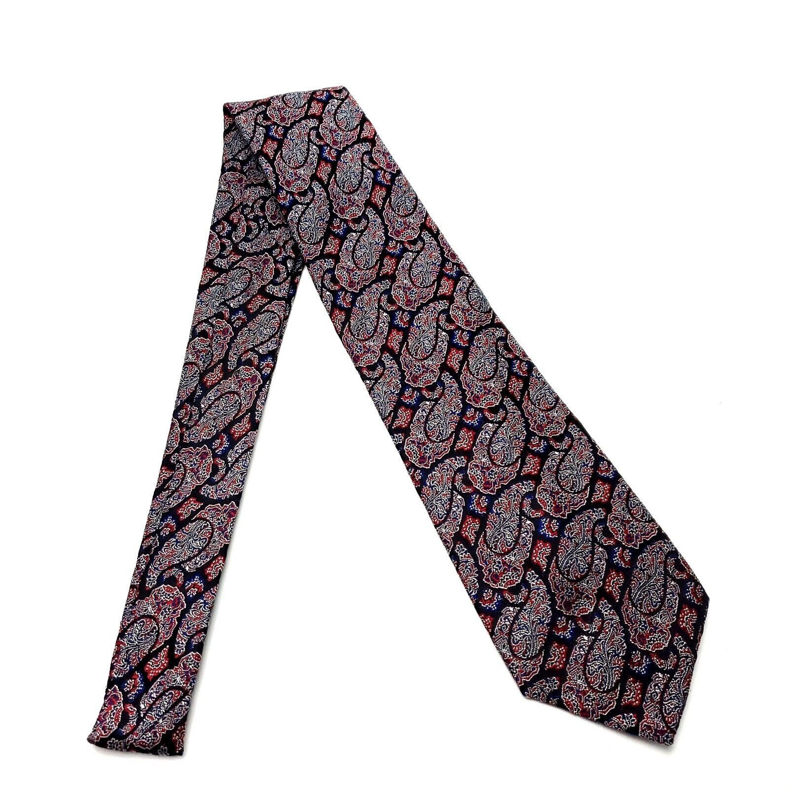 Designer Cesarani Silk Tie Black Red Paisley Woven Size ONE SIZE - 7 Thumbnail