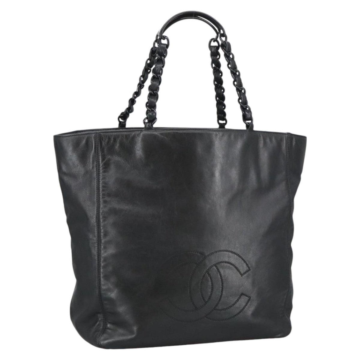 Chanel CHANEL Coco Mark Chain Tote Bag Lamb Skin Black CC Size ONE SIZE - 1 Thumbnail