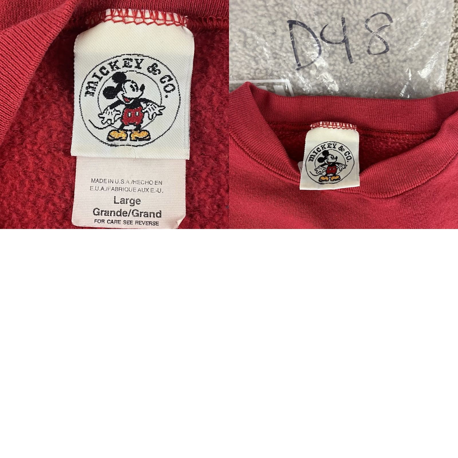 Disney VINTAGE Disney Mickey Mouse Sweatshirt Large Red Pullover Crewneck Plaid USA D48 Size US L / EU 52-54 / 3 - 8 Thumbnail