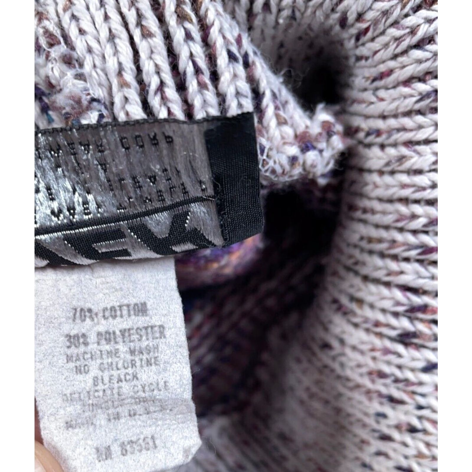 Vintage VTG 90s Aztec Textured Turtleneck Sweater Women's M White Purple Pullover Heavyweight Knit Geometric 80s Retro Hipster Vintage Womens Size M / US 6-8 / IT 42-44 - 4 Thumbnail