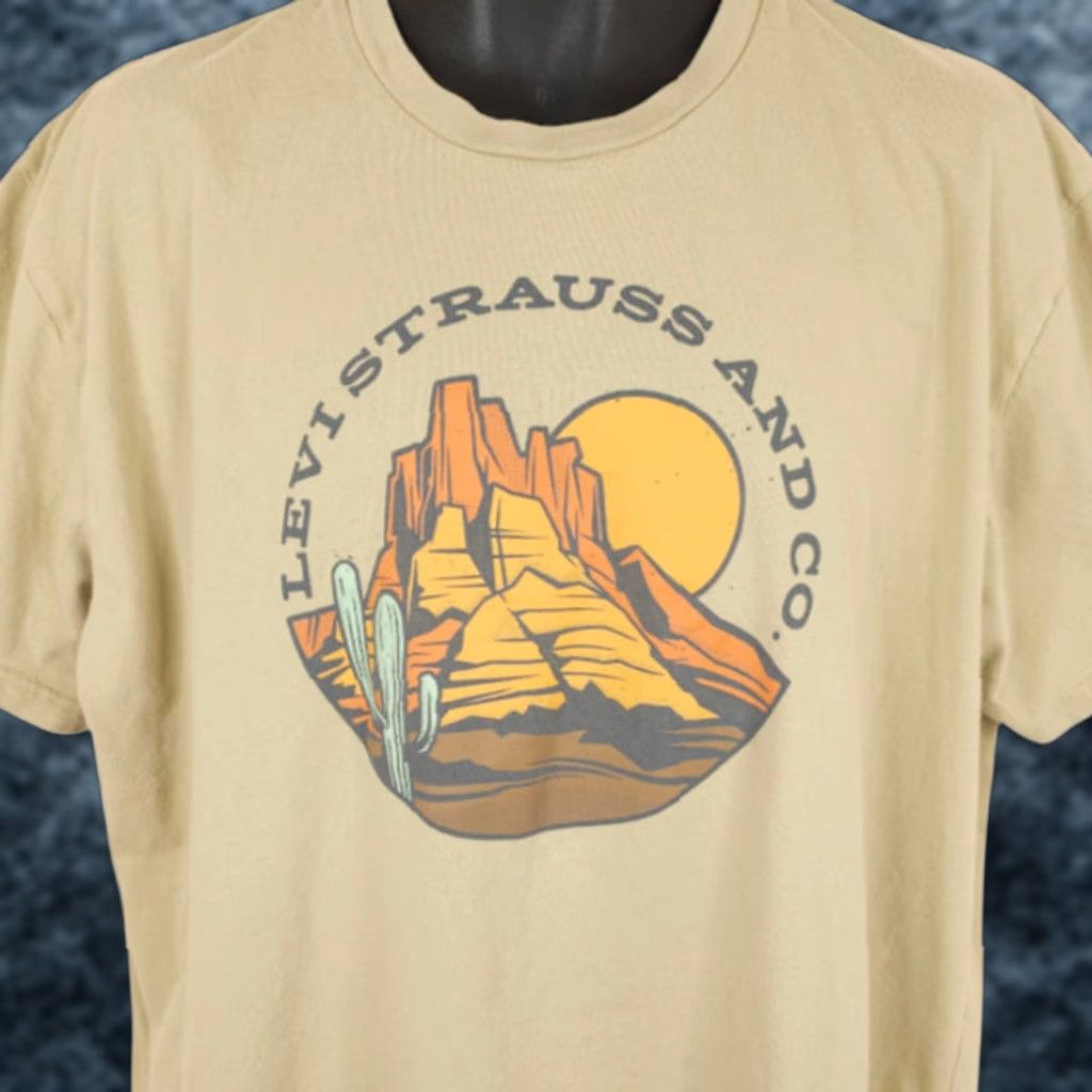 Levi's Levi's T Shirt Mens 2XL Beige Desert Cactus Streetwear Crew Neck Short Sleeve Vintage: No (adjust not allowed) Size US XXL / EU 58 / 5 - 1 Thumbnail