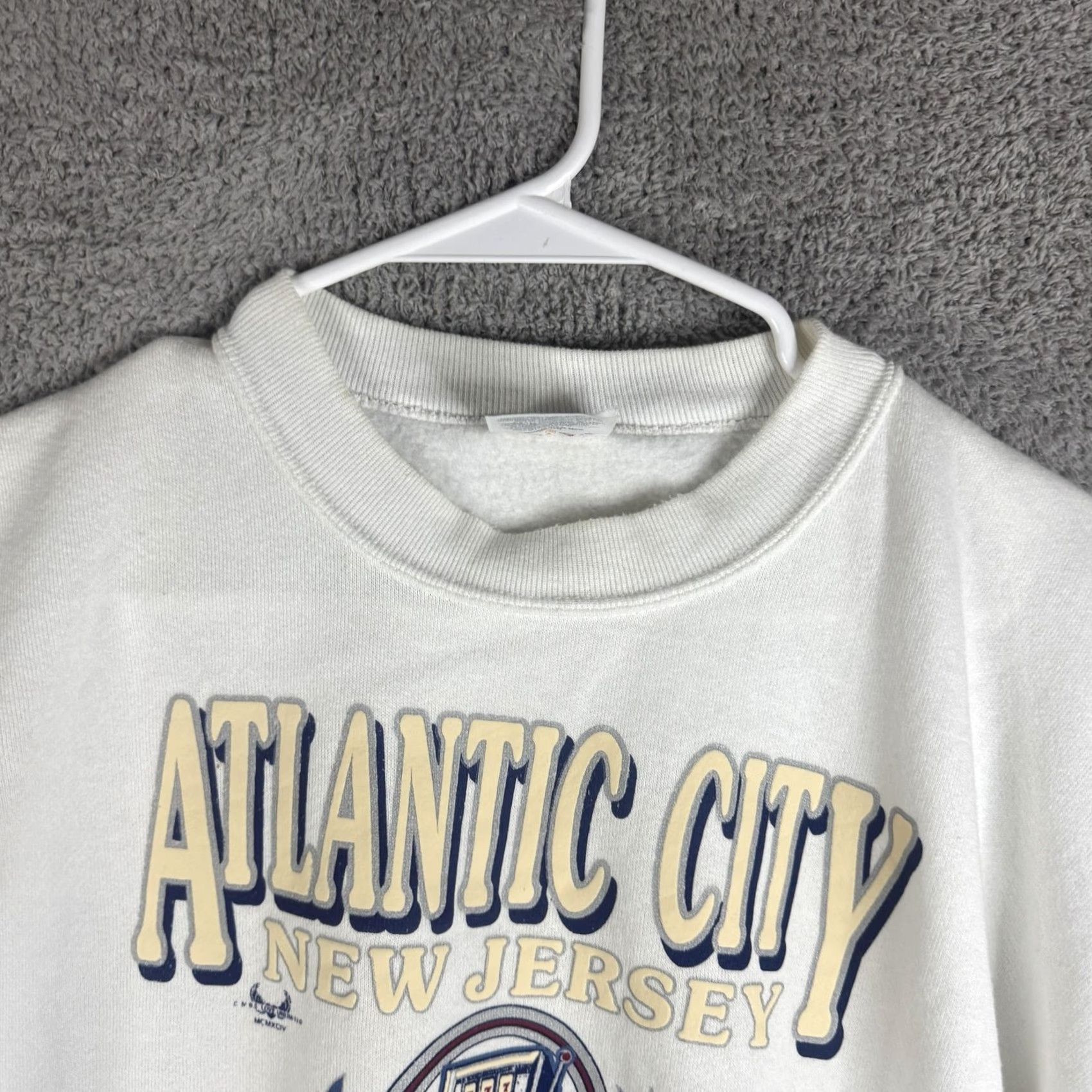 Jerzees VINTAGE Jerzees Sweatshirt Mens XL White Atlantic City New Jersey USA 90s Size US XL / EU 56 / 4 - 7 Thumbnail