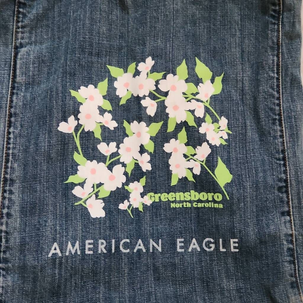 American Eagle Outfitters American Eagle Denim Greensboro NC Floral Graphic Tote Bag Size ONE SIZE - 4 Thumbnail