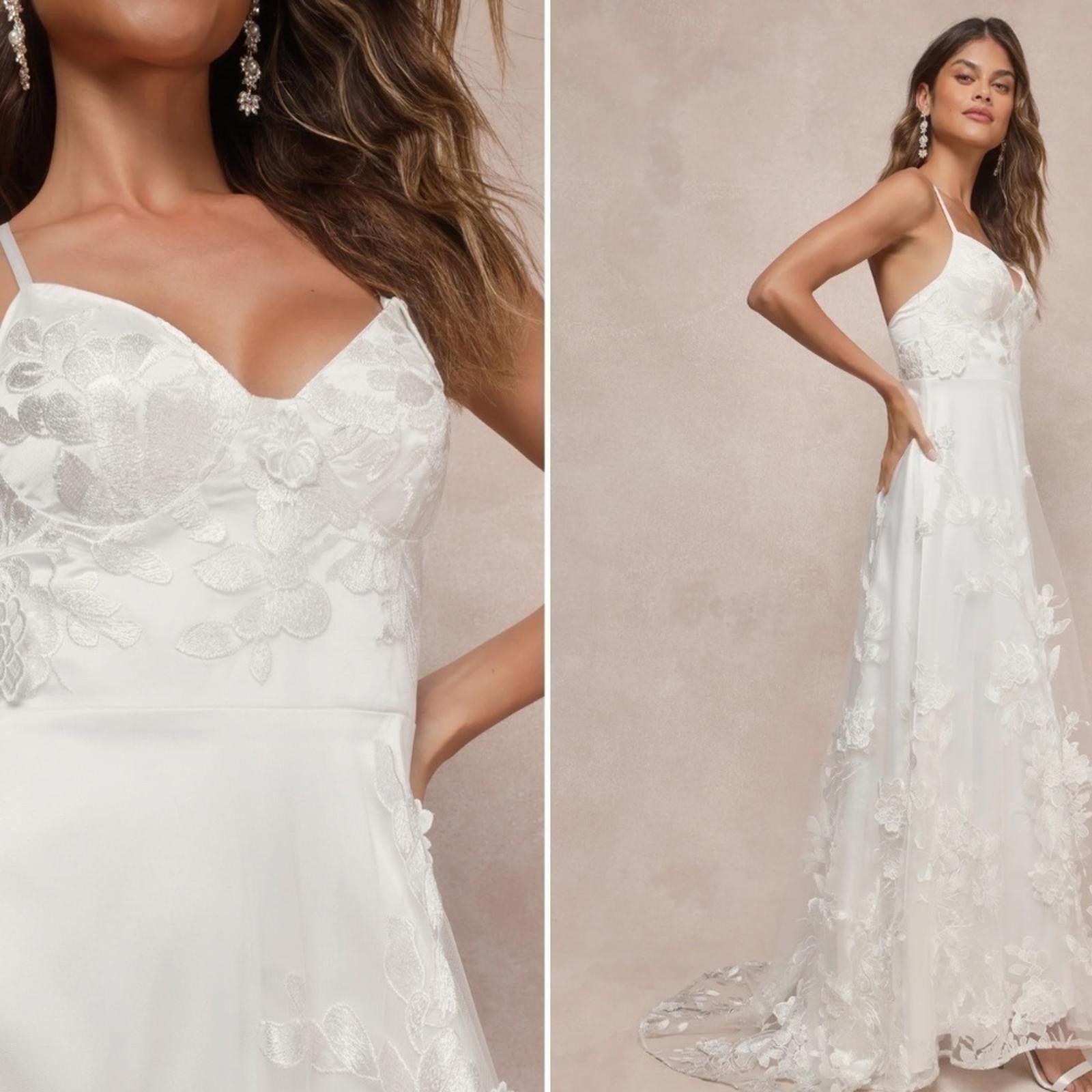 Lulus LULUS Bridal Wedding Elegant Floral Sexy Romantic Gown Size XL / US 12-14 / IT 48-50 - 3 Thumbnail