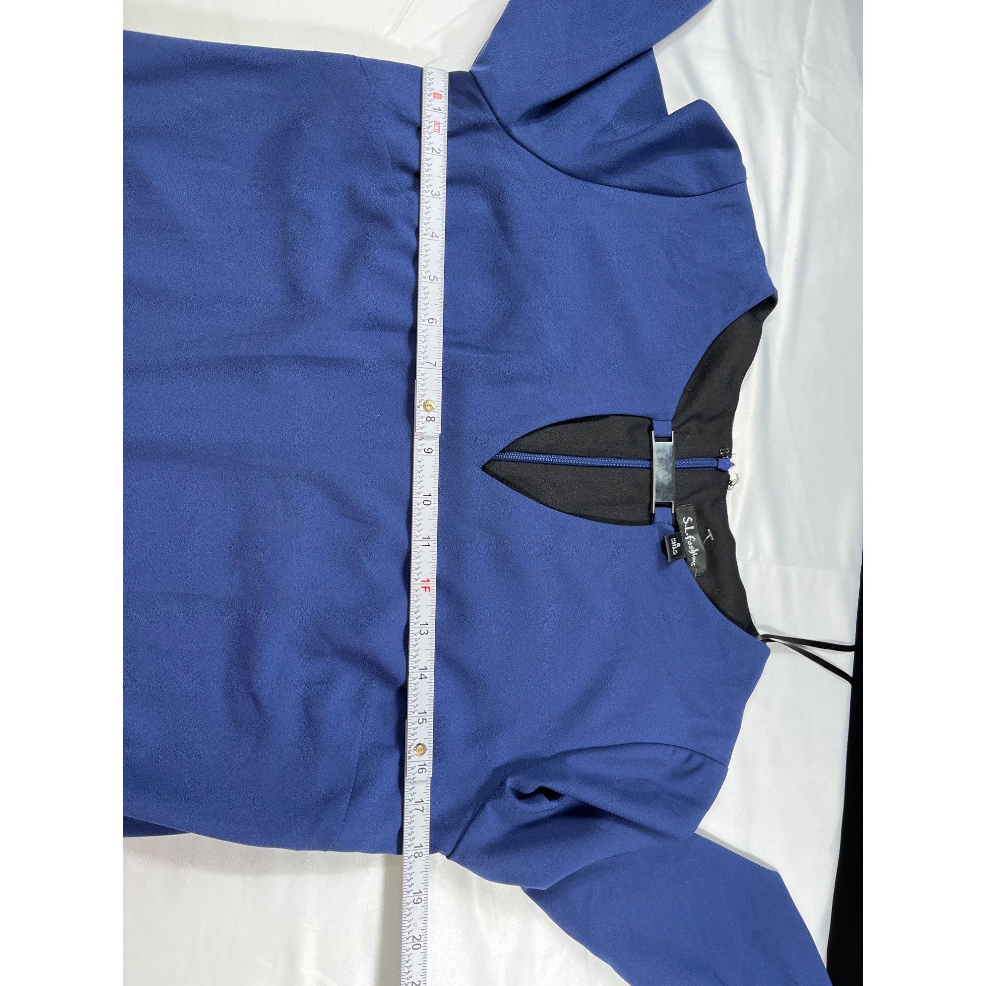 Designer S.L. Fashions SKU 7581 Womens Blue and Black Colorblock Dres Size M / US 6-8 / IT 42-44 - 3 Thumbnail