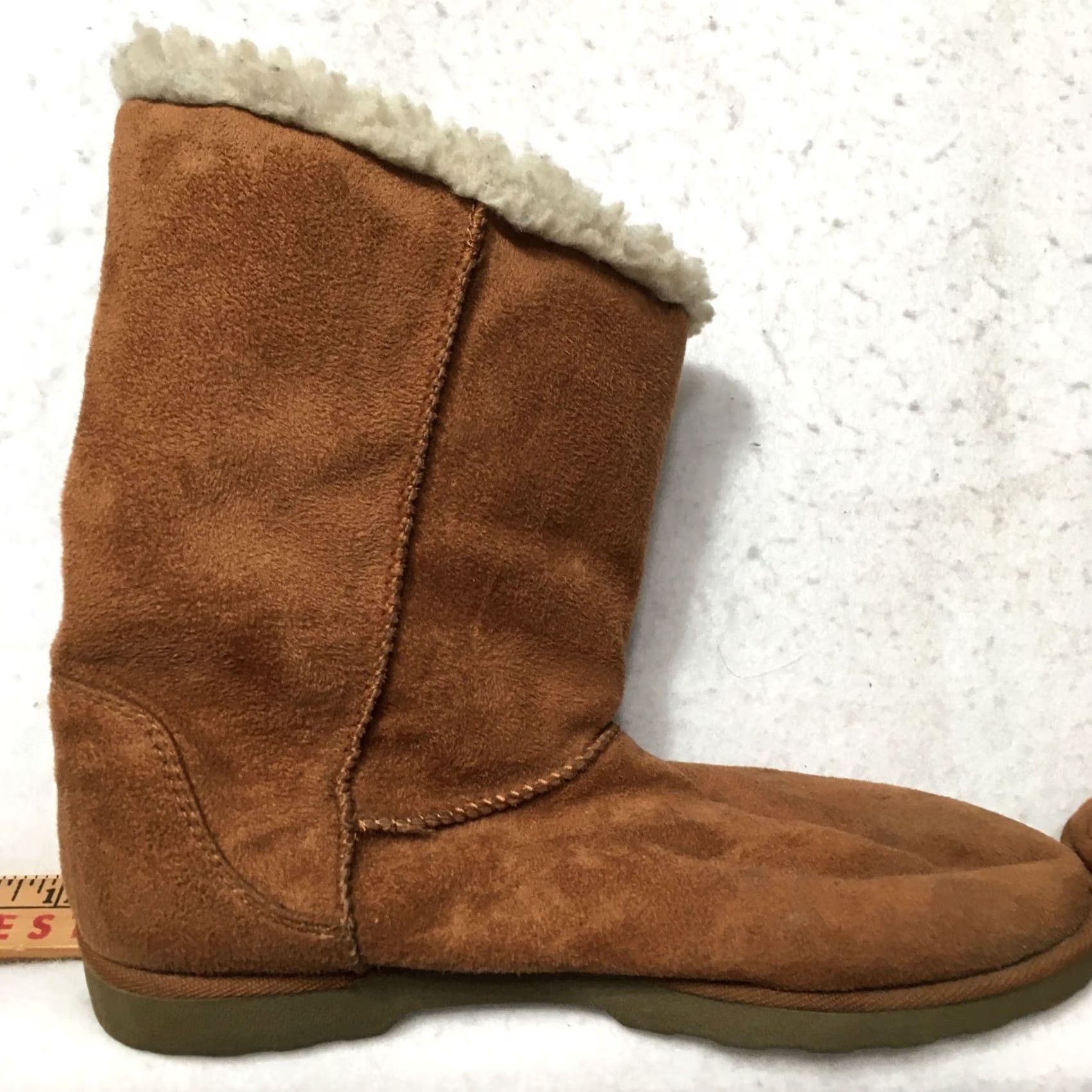 Vintage SO Women’s Sz 9 Chestnut Brown Faux Fur Cozy Winter Mid-Calf Boots Size US 9 / IT 39 - 5 Thumbnail