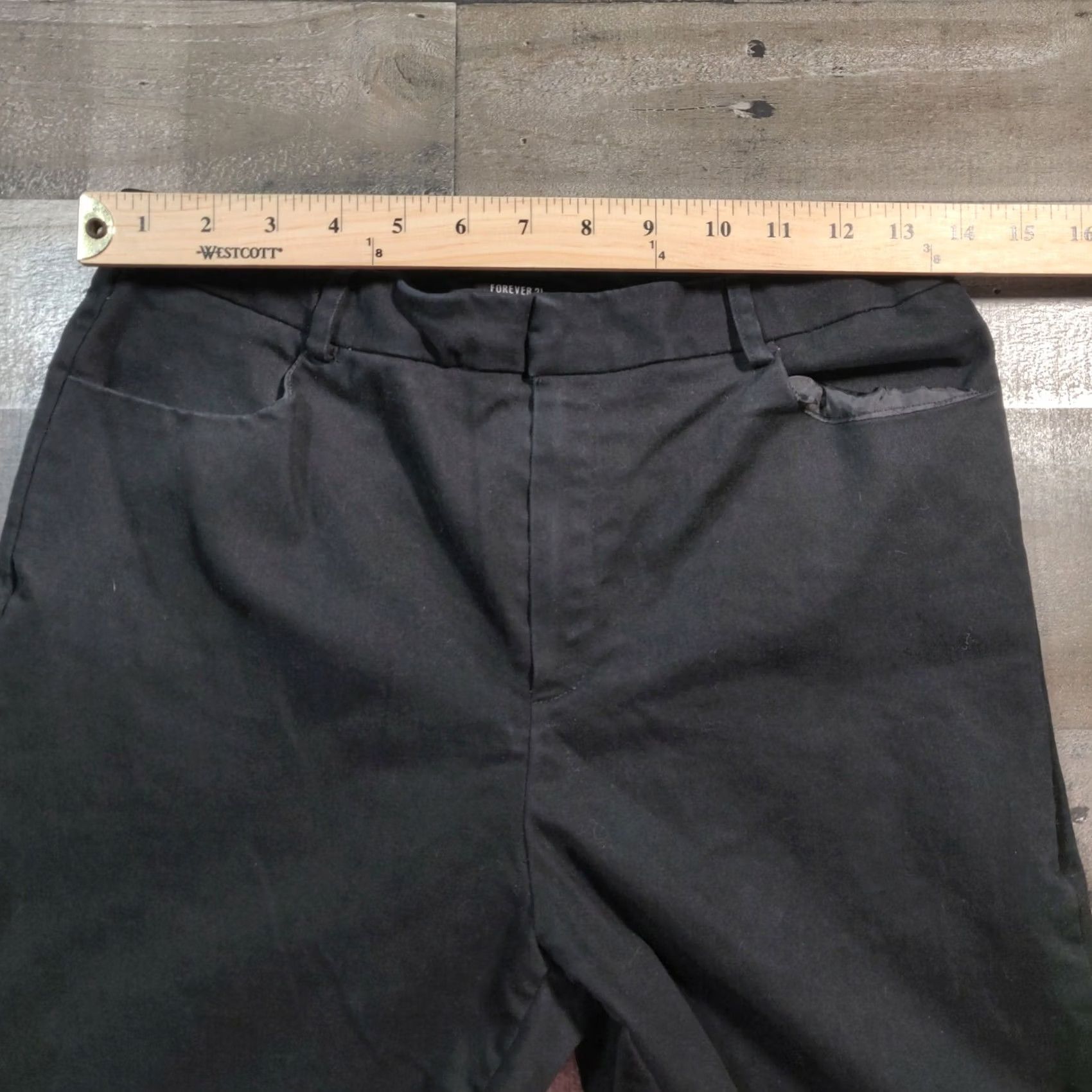 Forever 21 FOREVER 21 Pants Womens M Black Chino Mid Rise Straight Crop Flat Front Size 32" / US 10 / IT 46 - 7 Thumbnail