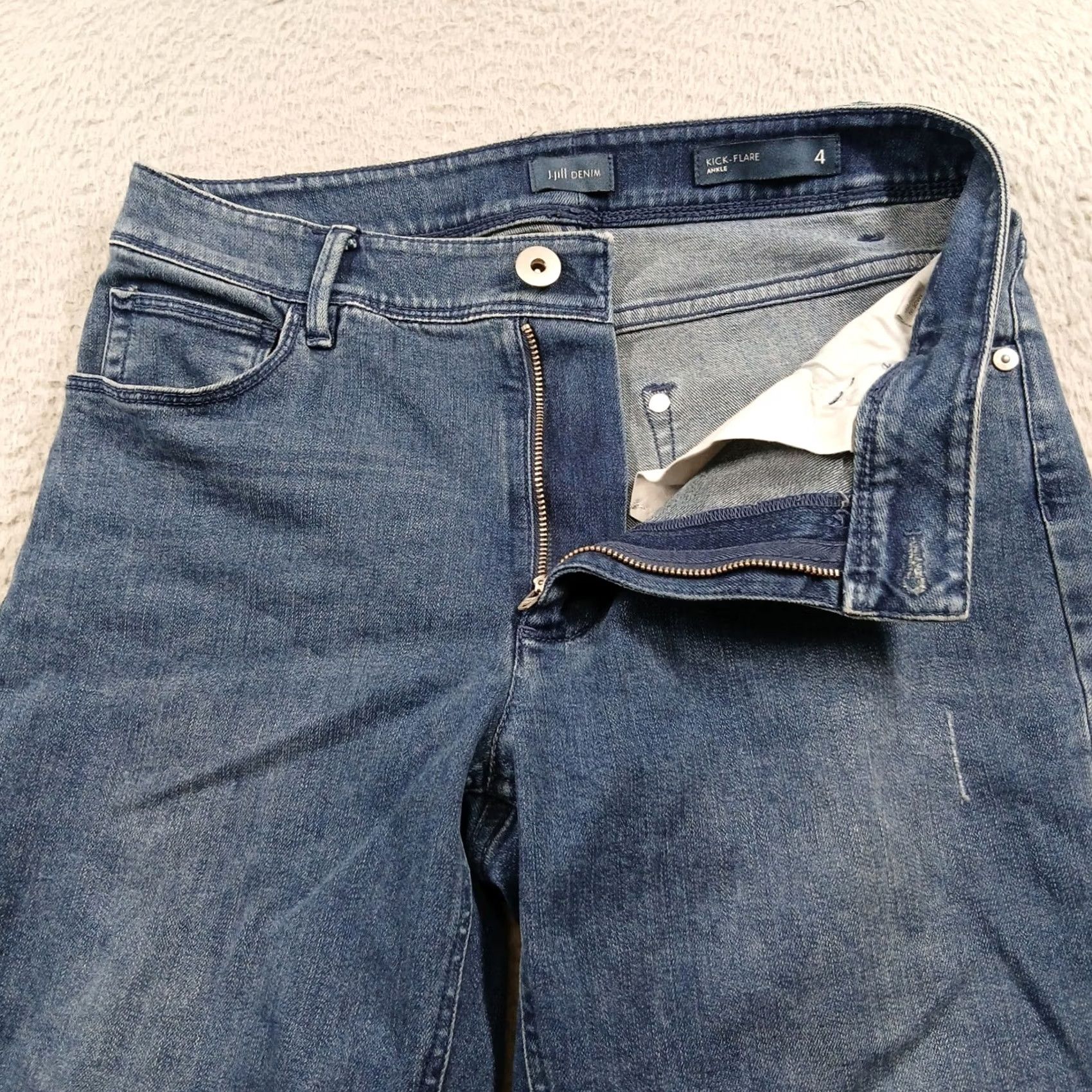 J. Jill VINTAGE J.Jill Kick-Flare Ankle Jeans 4 Blue Cotton Blend Raw Hem Coolmax [Used] Size 27" / US 4 / IT 40 - 7 Thumbnail