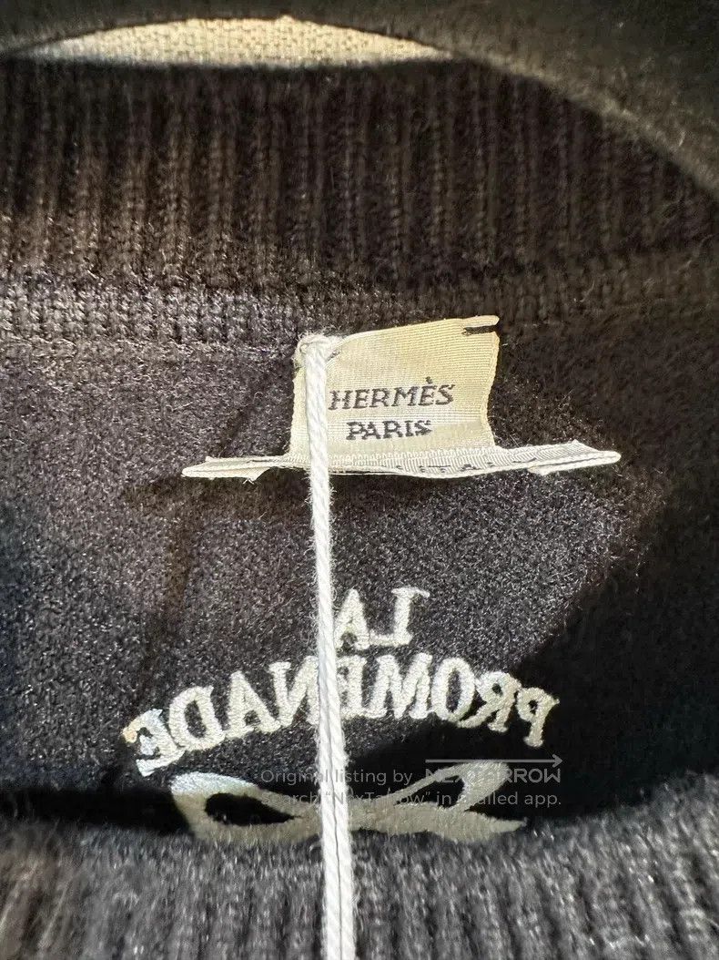Hermes Hermes Black and White Cashmere Crewneck Sweater Size XS / US 0-2 / IT 36-38 - 2 Thumbnail