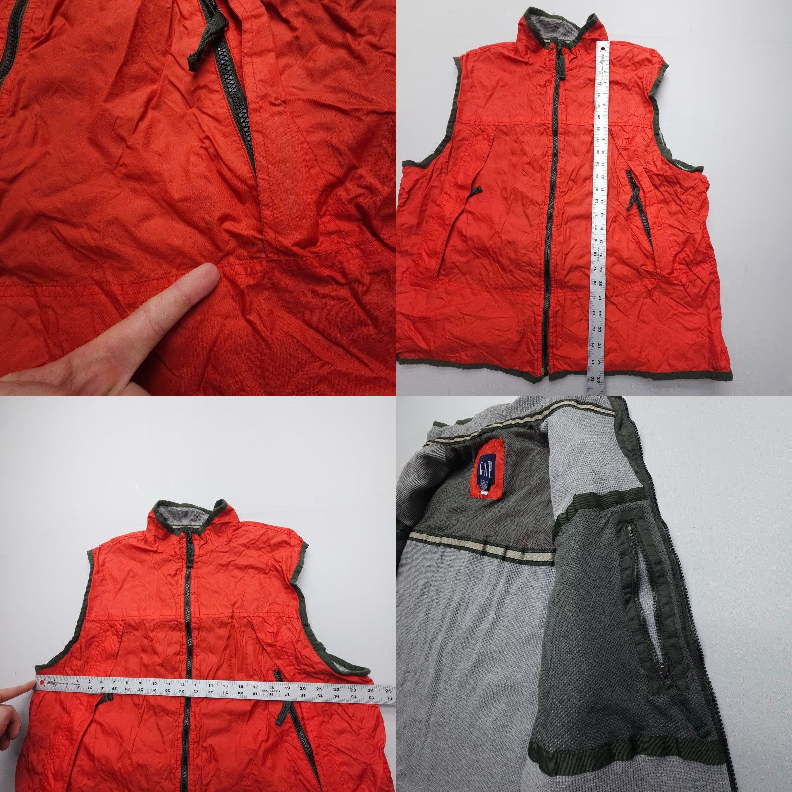 Gap Vtg GAP Thermal Lined WIndbreaker Vest Mens XL Orange 90s Camp Gorpcore Windbreaker Full Zip Lined 2000s Size US XL / EU 56 / 4 - 8 Thumbnail
