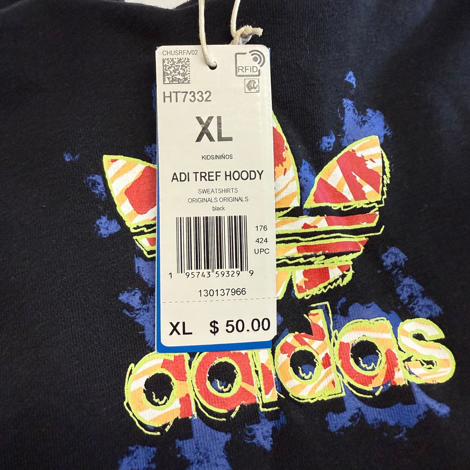 Adidas Adidas Trefoil Hoodie Black/Multicolor Size XL Youth Size US XL / EU 56 / 4 - 10 Thumbnail