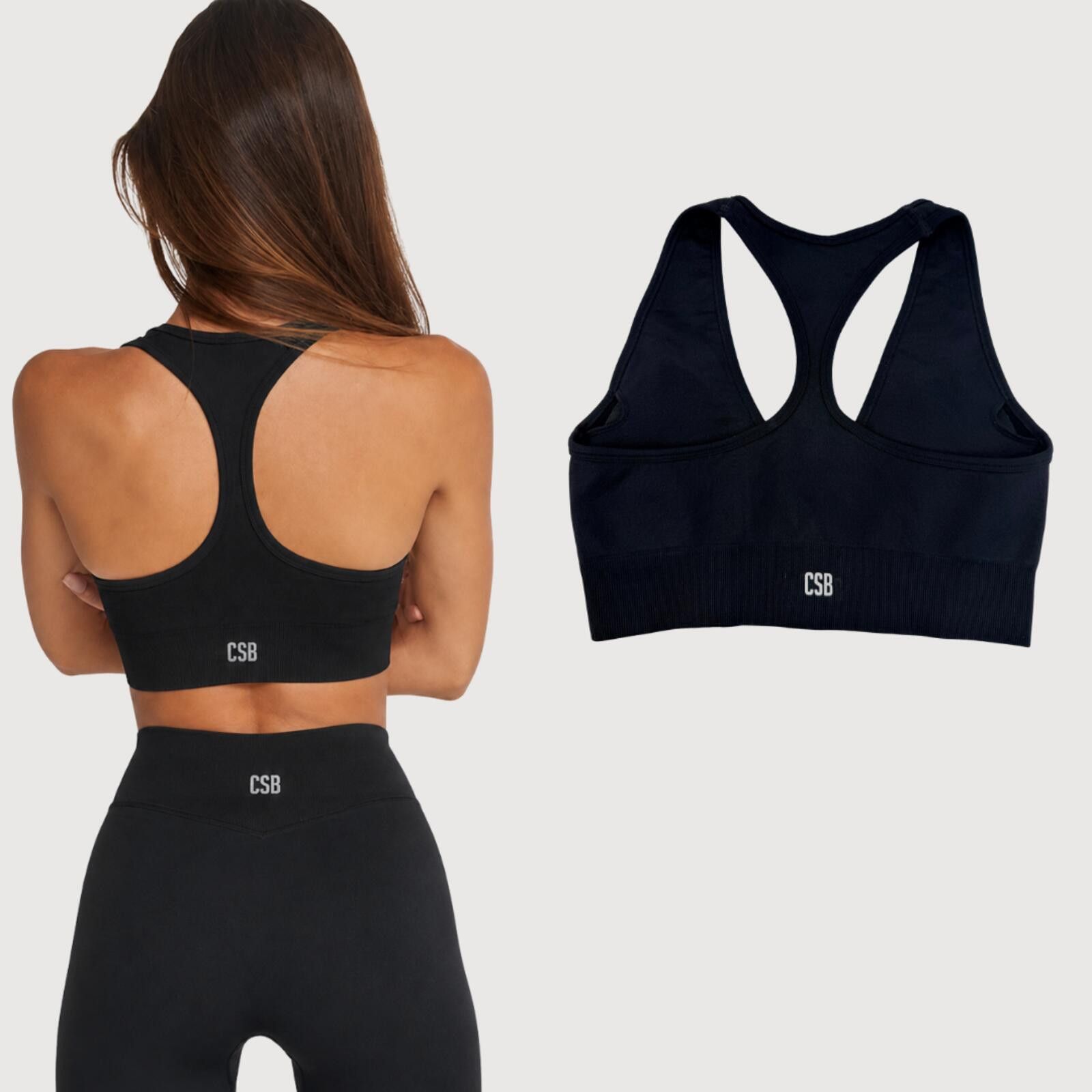CSB CSB Nyla Racerback Ribbed Sports Bra Black Size ONE SIZE - 1 Thumbnail